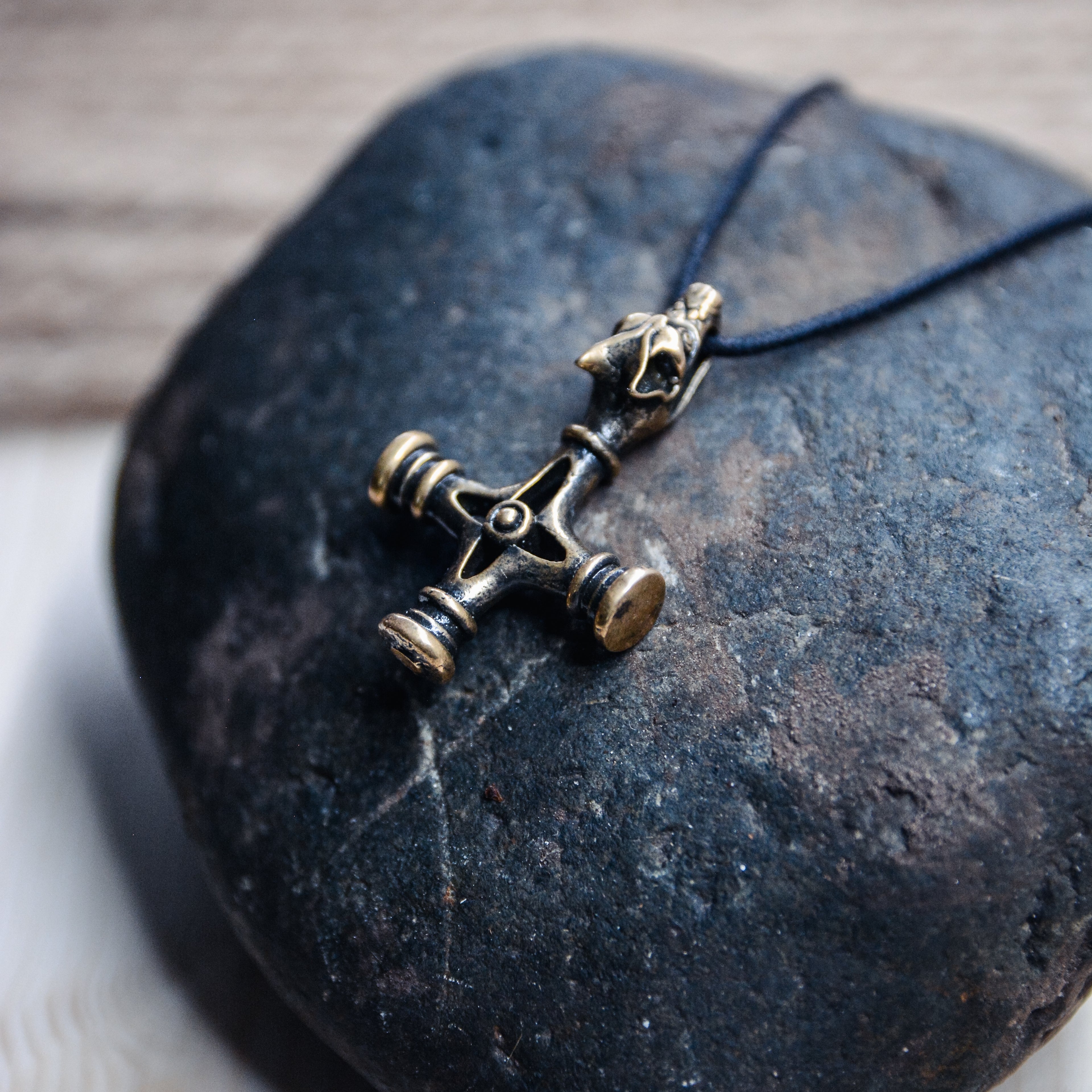 Wolf Cross Amulet, Natural Bronze — Viking & Norse Symbol Pendant