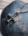 Wolf Cross Amulet, Natural Bronze — Viking & Norse Symbol Pendant