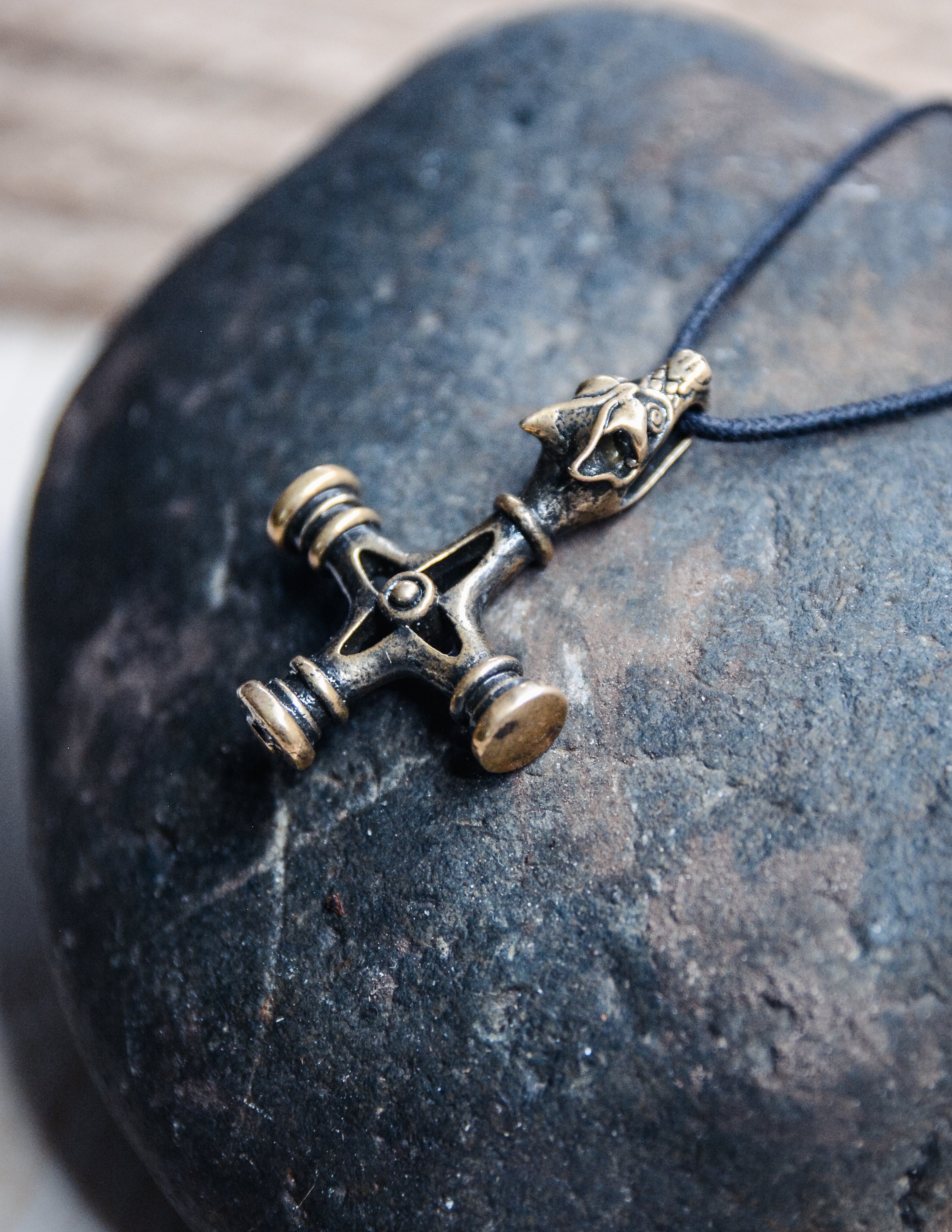 Wolf Cross Amulet, Natural Bronze — Viking & Norse Symbol Pendant