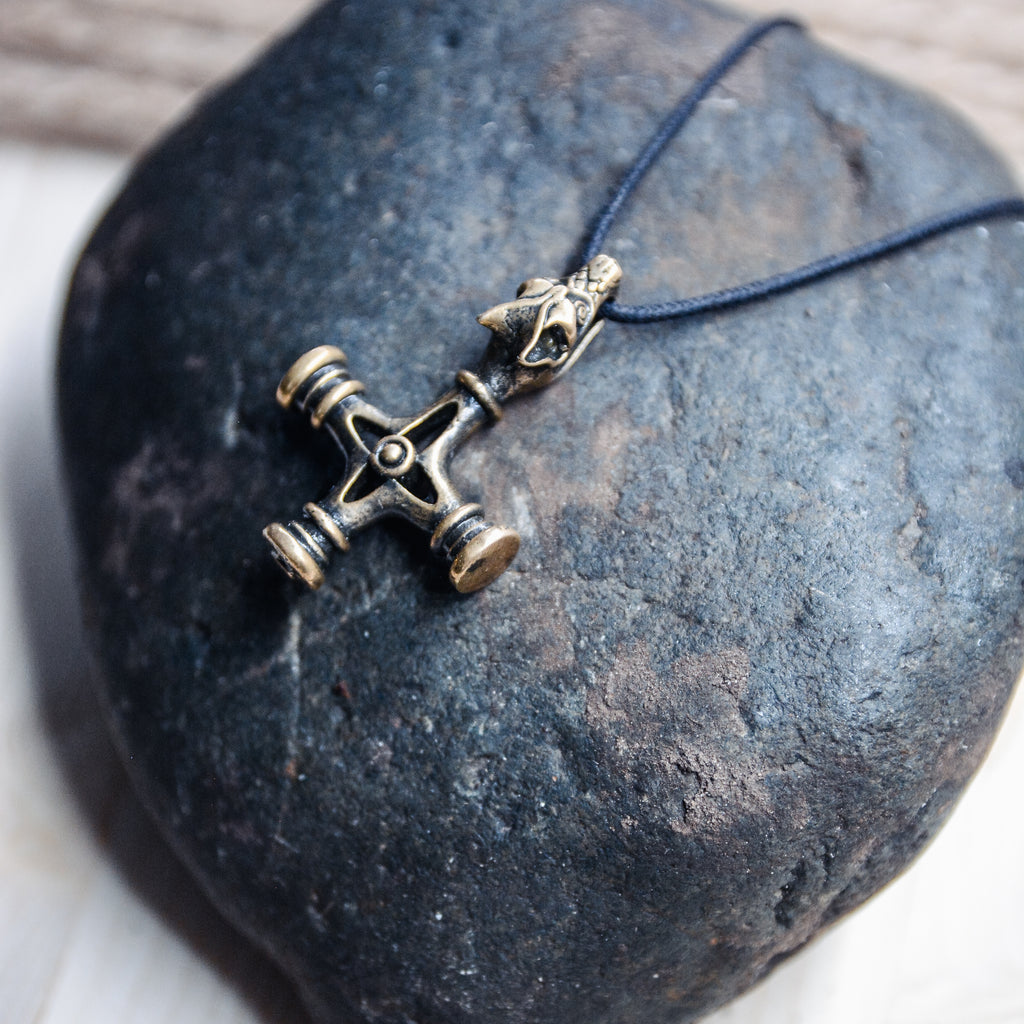 Wolf Cross Amulet, Natural Bronze — Viking & Norse Symbol Pendant