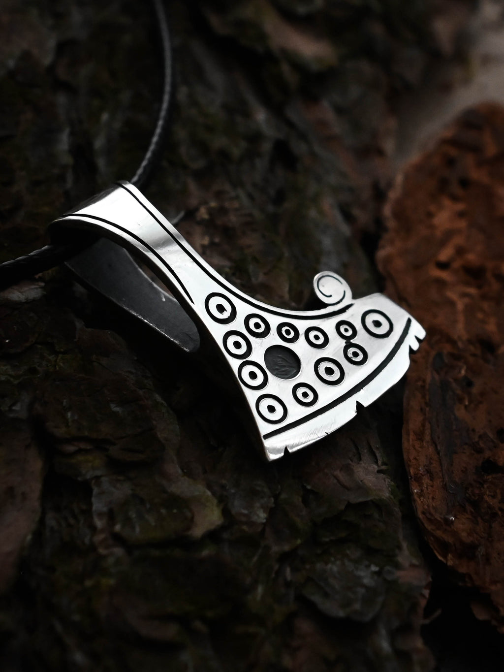 Perun's Axe with Circles, Sterling Silver 925 — Slavic Symbol Pendant