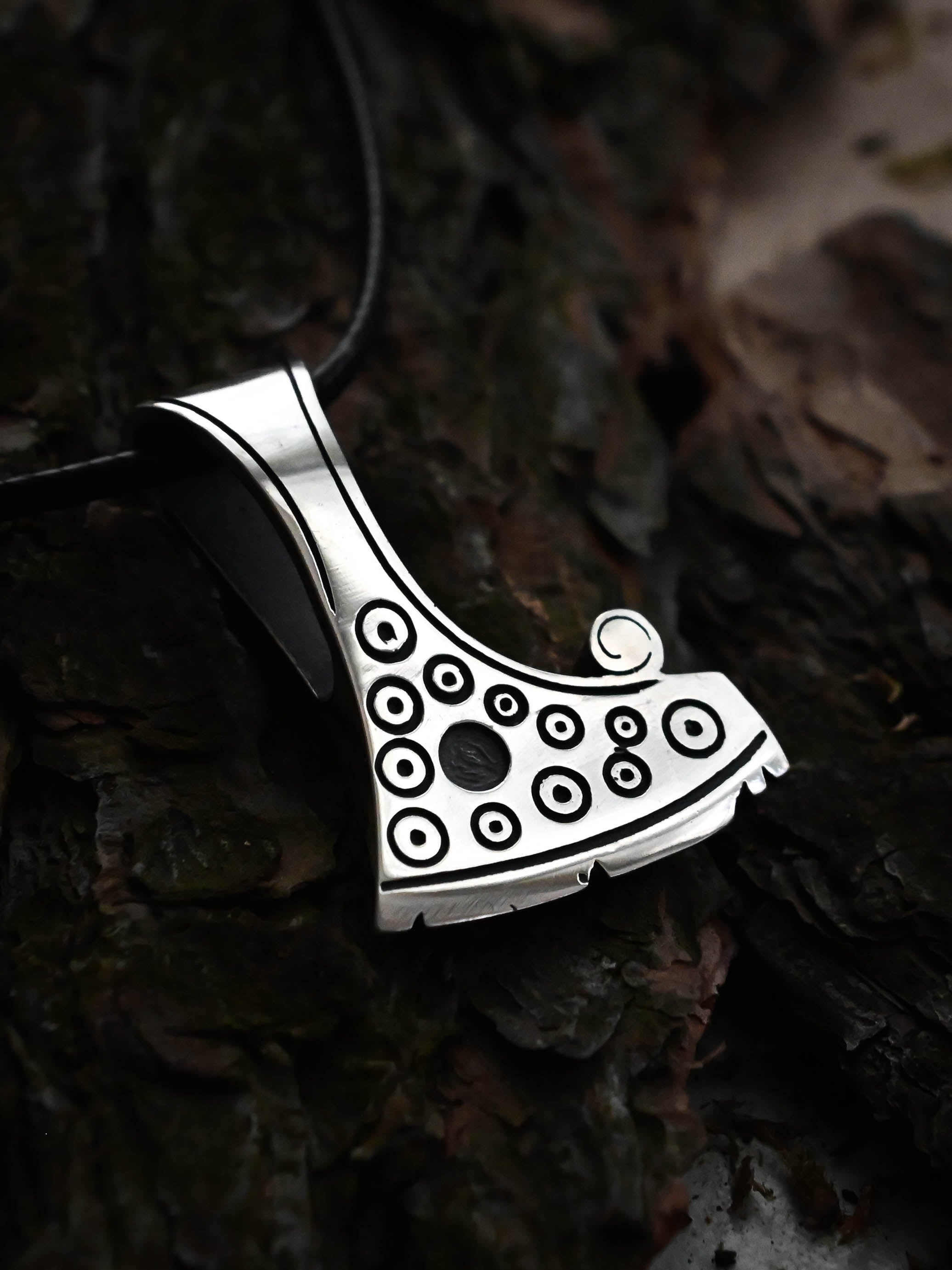 Perun's Axe with Circles, Sterling Silver 925 — Slavic Symbol Pendant