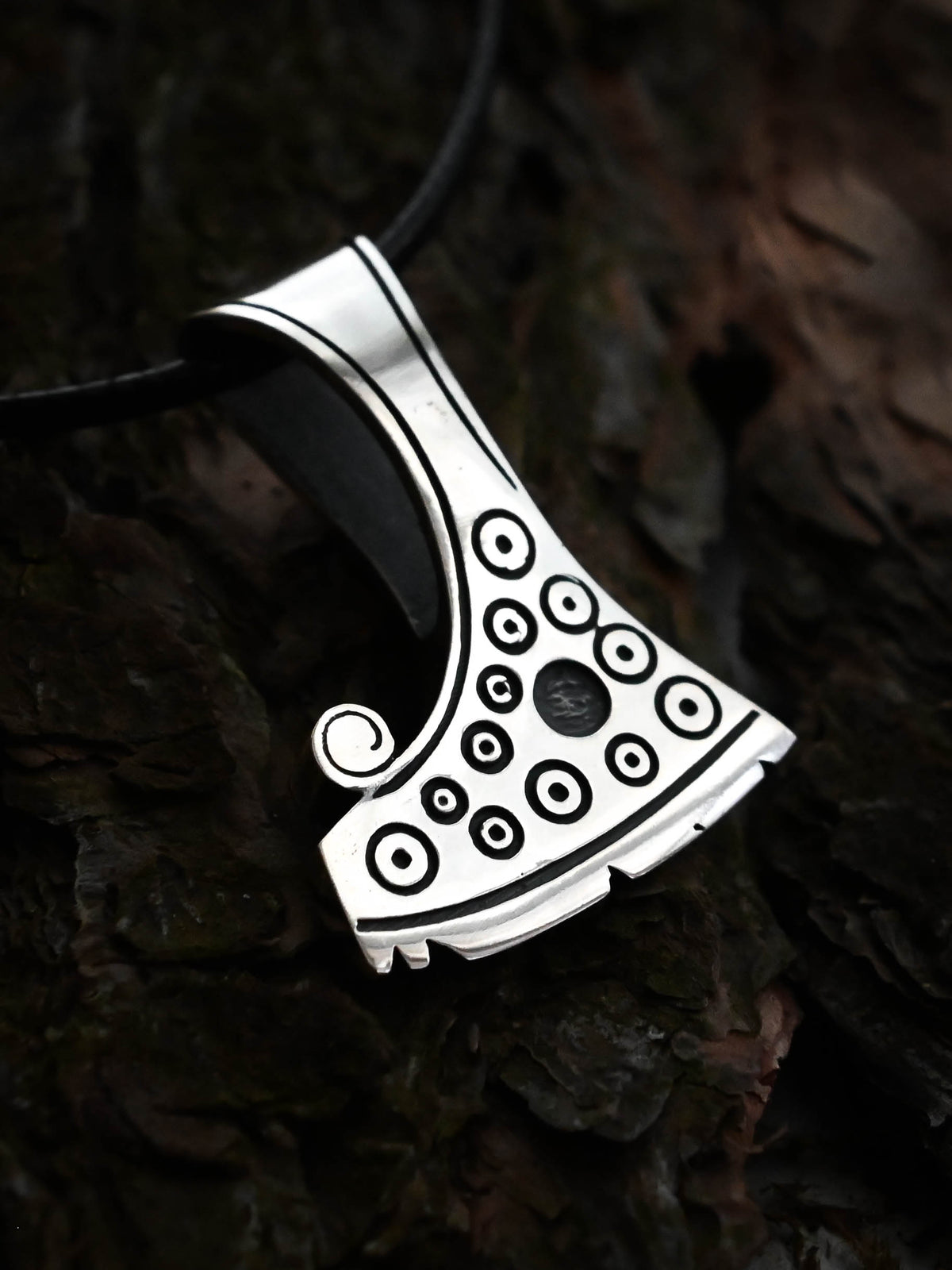 Perun's Axe with Circles, Sterling Silver 925 — Slavic Symbol Pendant