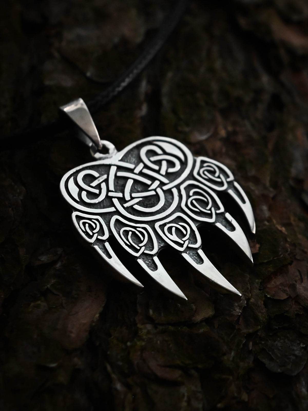 Bear Paw Amulet, Sterling Silver 925 — Viking & Slavic Symbol Pendant