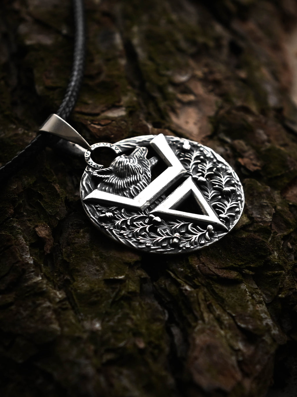 Symbol of Veles with Bear, Sterling Silver 925 — Slavic Symbol Pendant