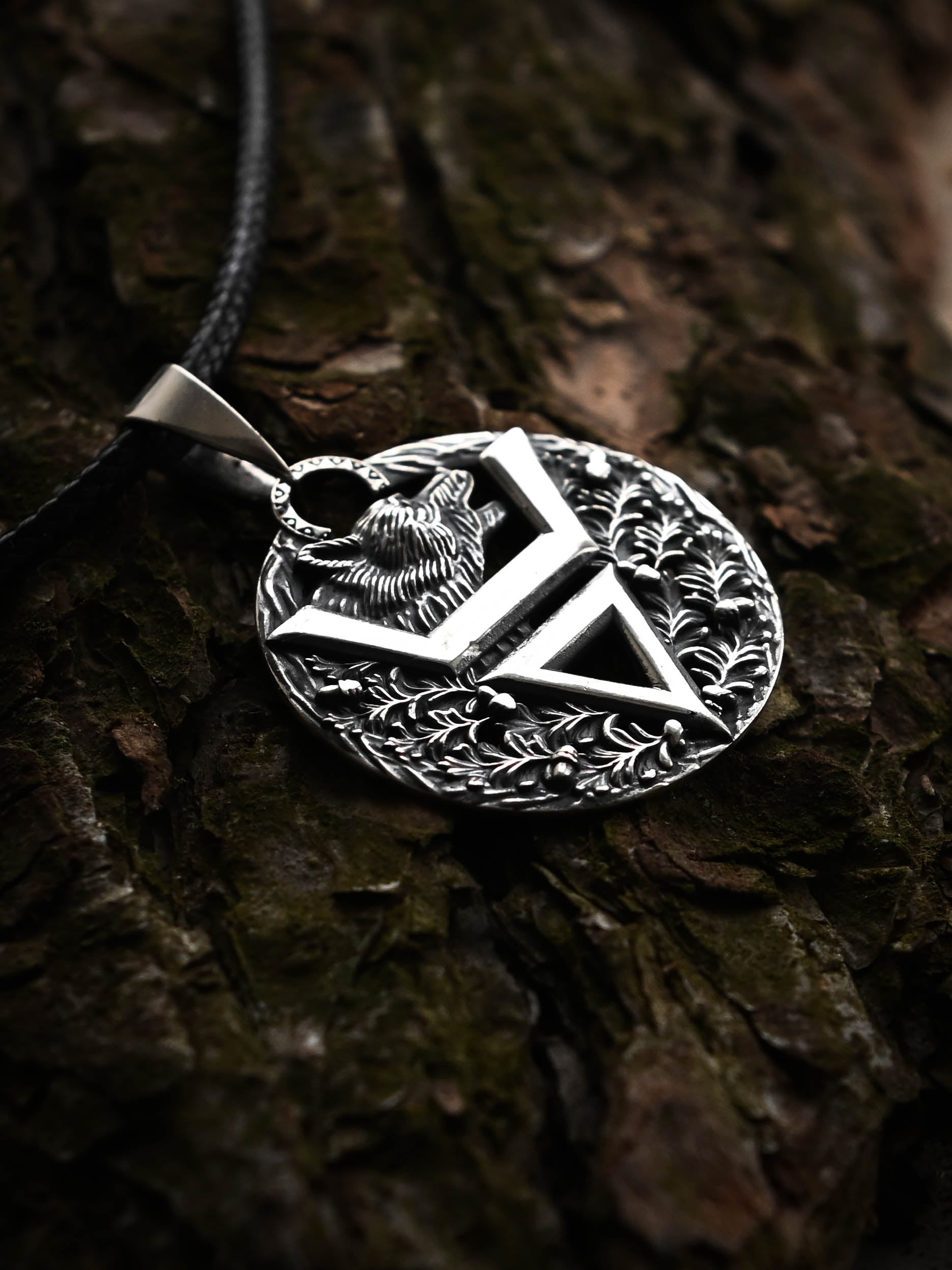 Symbol of Veles with Bear, Sterling Silver 925 — Slavic Symbol Pendant