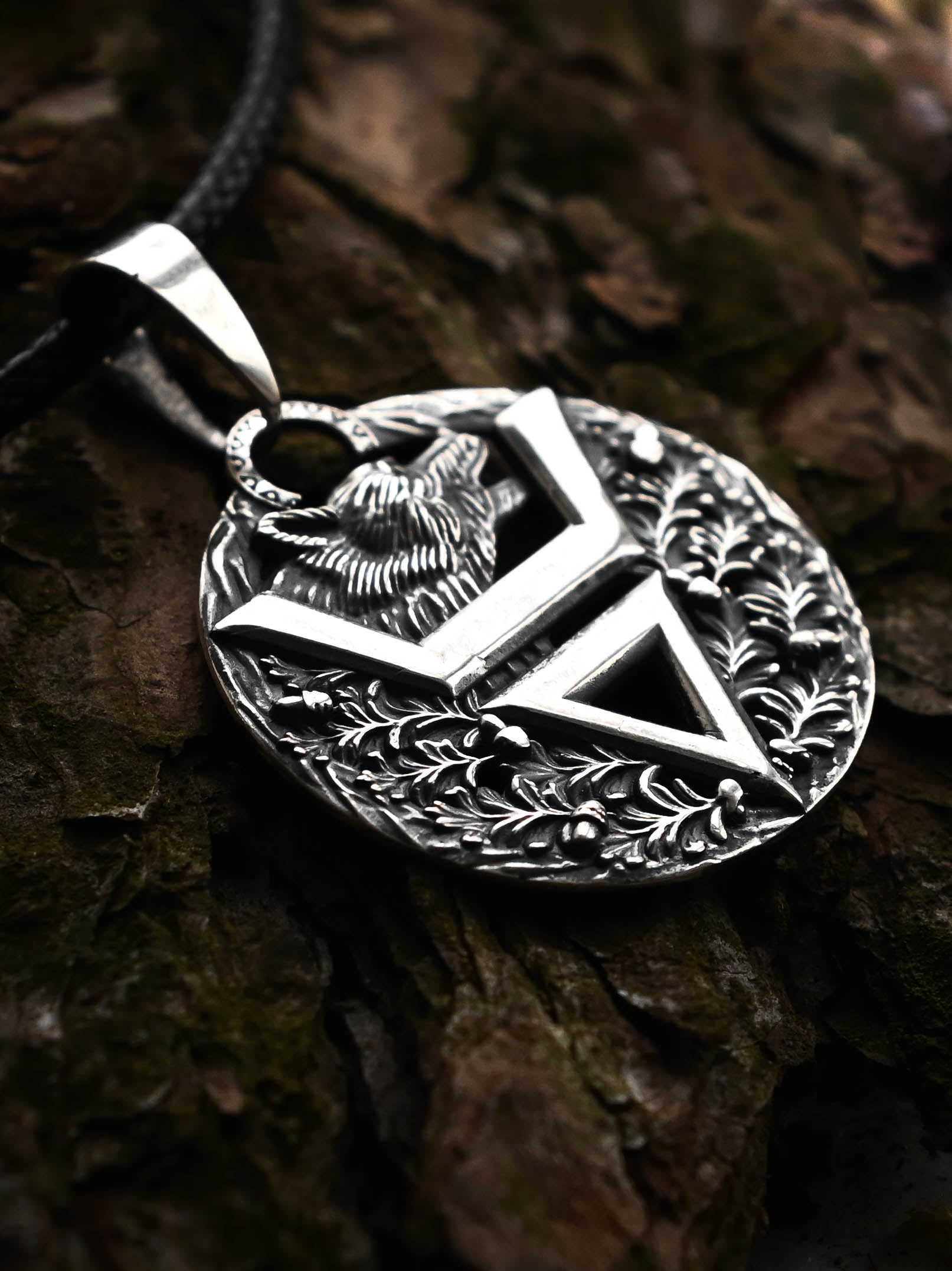 Symbol of Veles with Bear, Sterling Silver 925 — Slavic Symbol Pendant