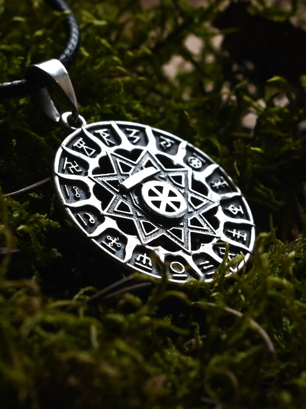 Slavic Chertog Finist (Falcon) Amulet, Sterling Silver 925 — Svarog Circle Zodiac Pendant