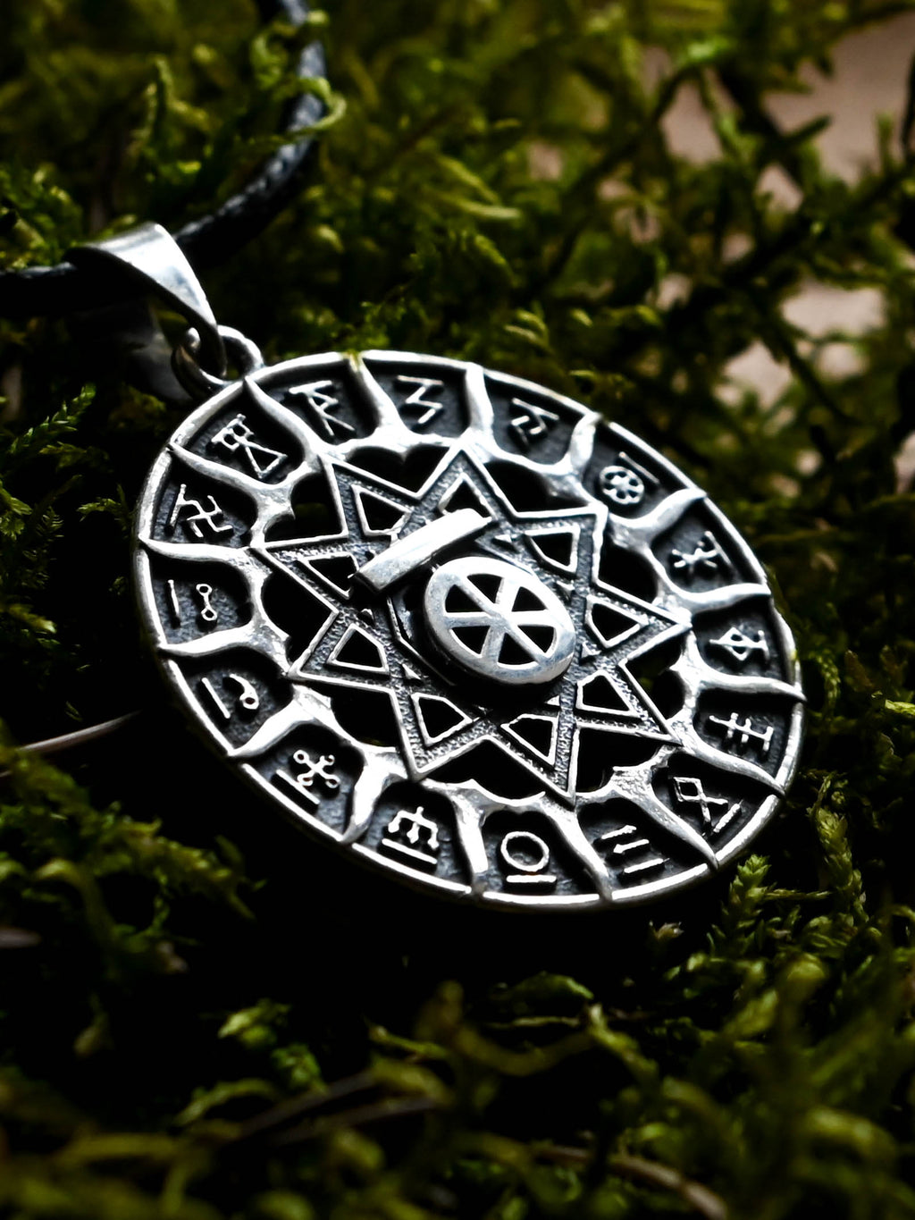 Slavic Chertog Finist (Falcon) Amulet, Sterling Silver 925 — Svarog Circle Zodiac Pendant