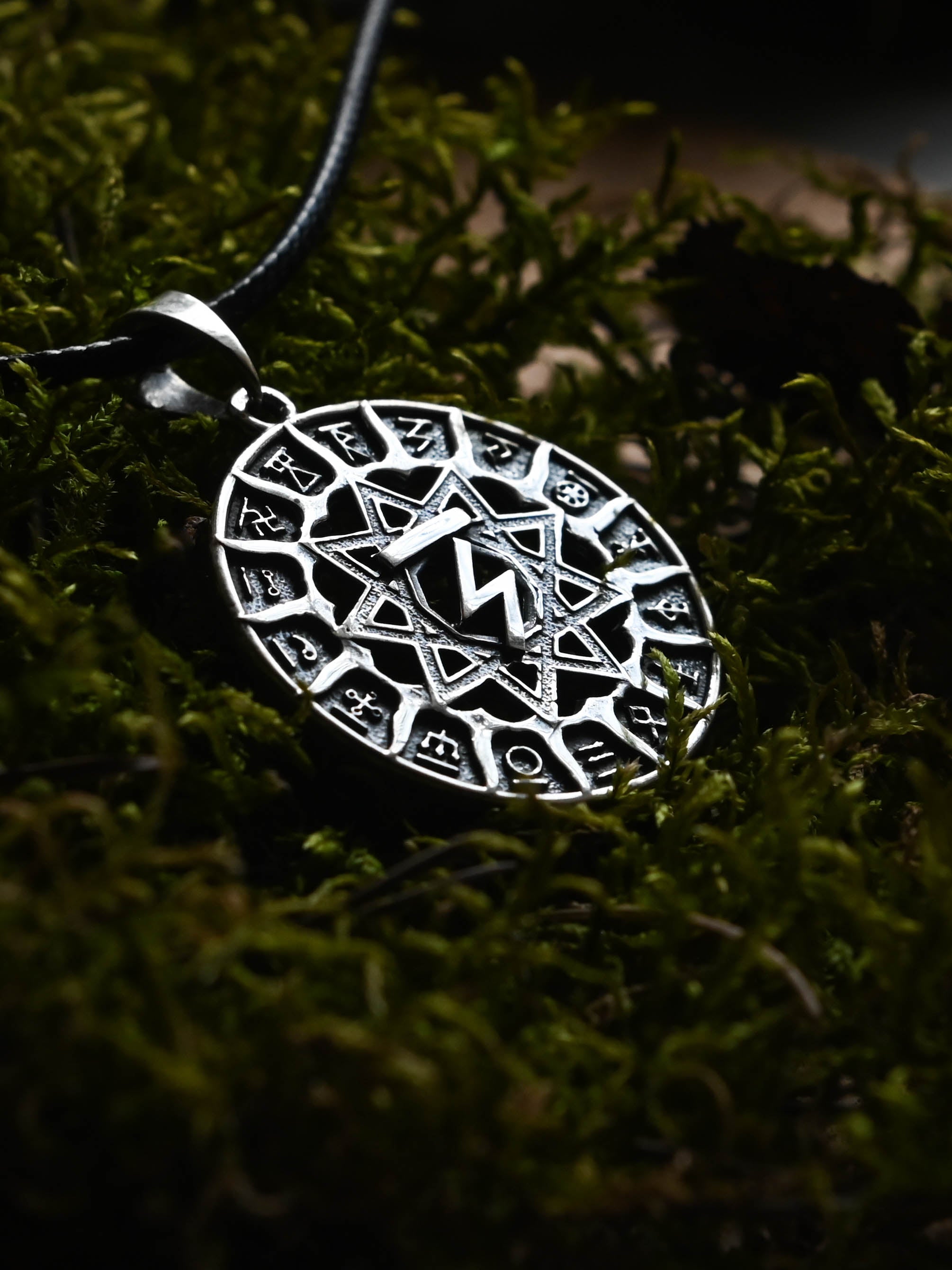 Slavic Chertog Orel (Eagle) Amulet, Sterling Silver 925 — Svarog Circle Zodiac Pendant