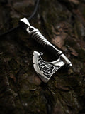 Scandinavian Axe with Knotwork, Sterling Silver 925 — Viking Symbol Pendant