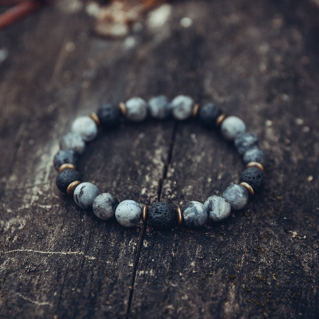 Lava Stone and Labradorite Bracelet