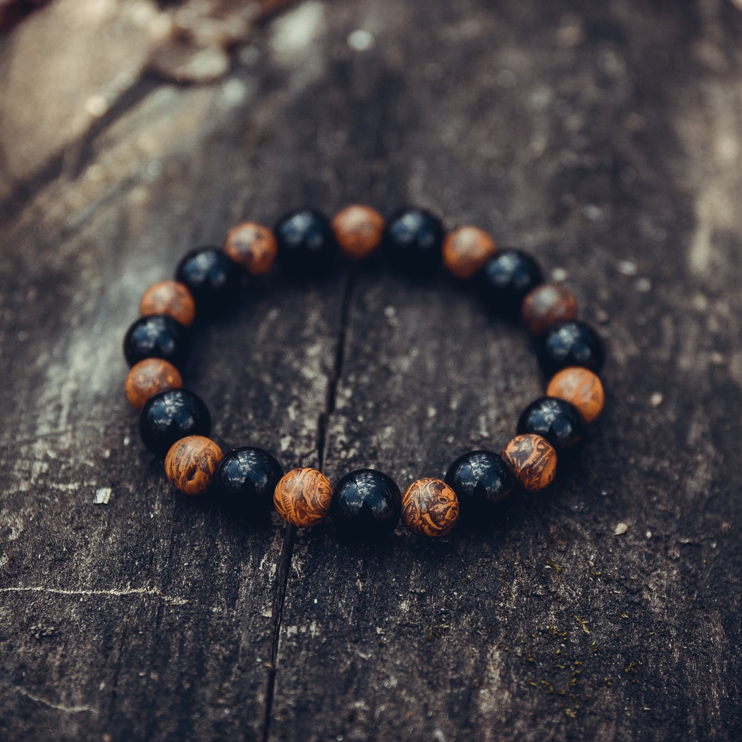 Black Agate and Jasper Bracelet