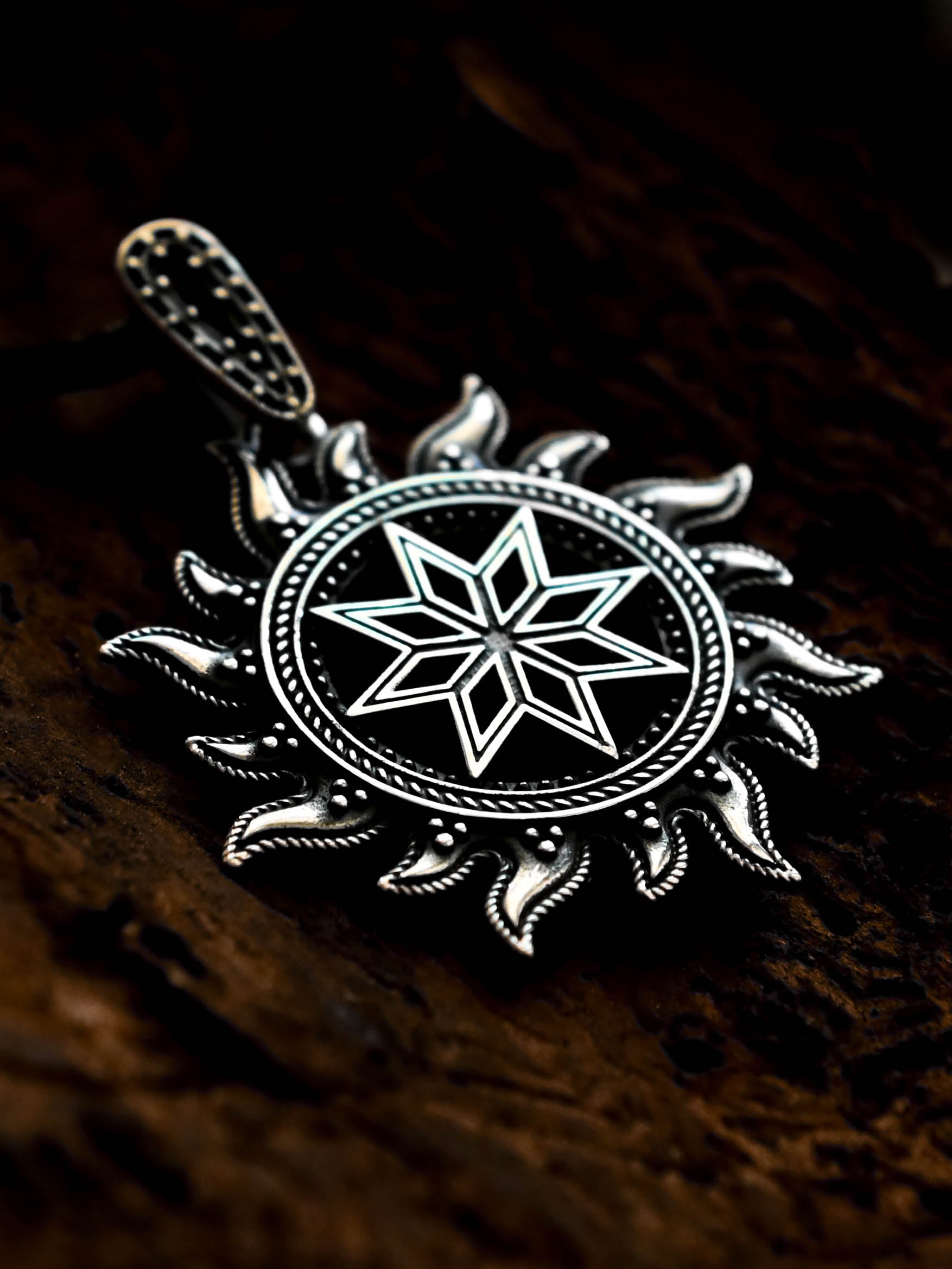 Alatyr in Sun Amulet, Sterling Silver 925 — Slavic, Viking & Norse Pendant