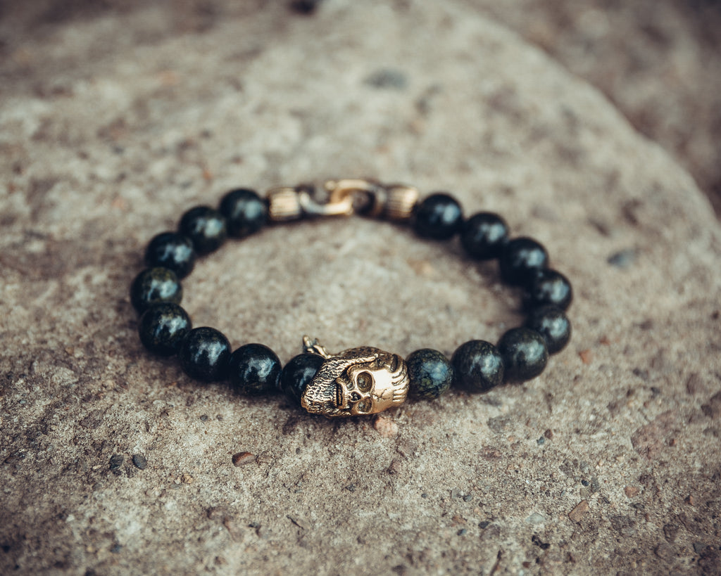 Serpentine Bracelet with Ragnar Lothbrok Bead and Clasp