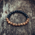Wood and Black Agate Bracelet
