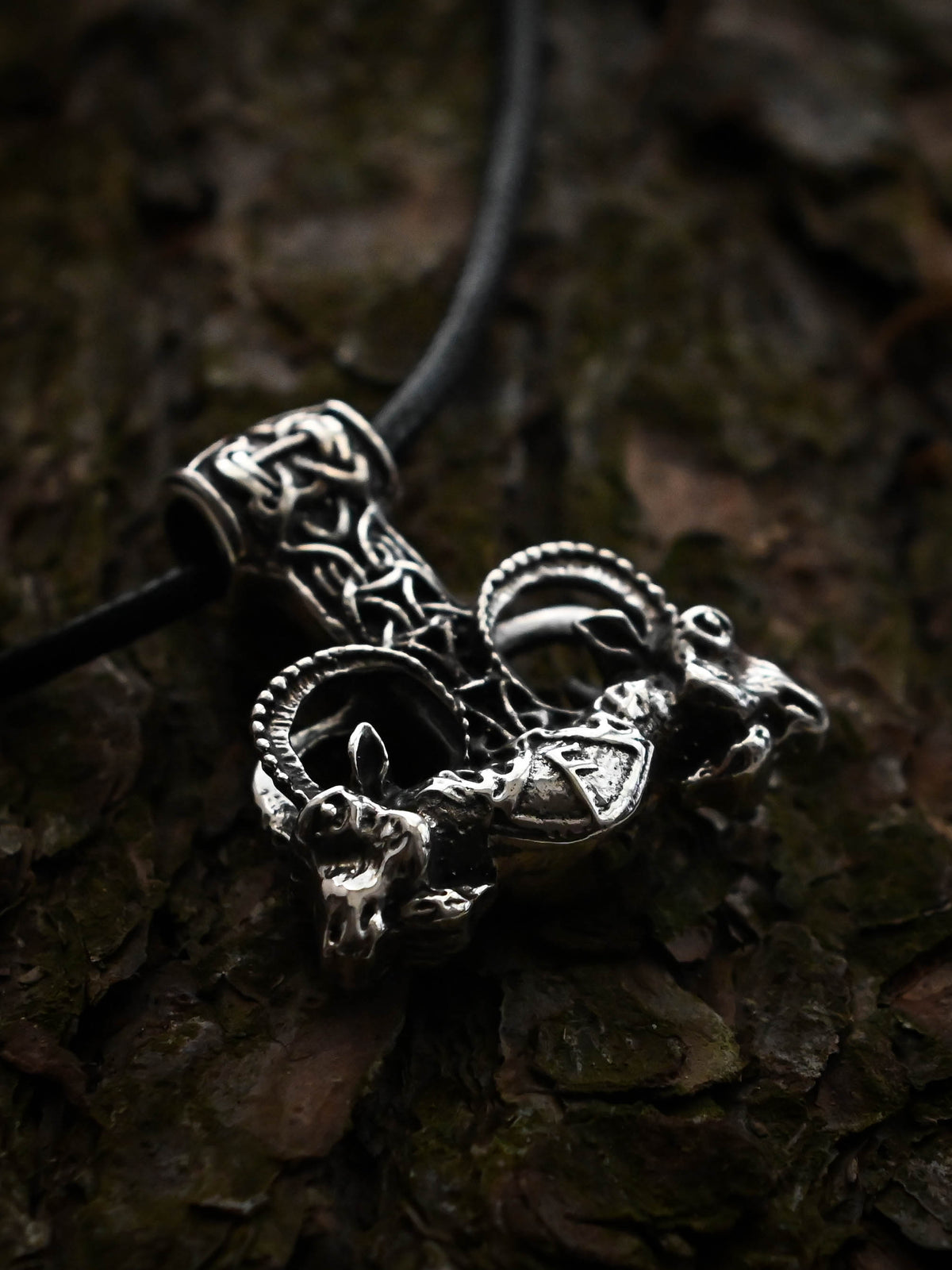 Thor's Hammer with Thor's Goats, Sterling Silver 925 — Viking Symbol Pendant