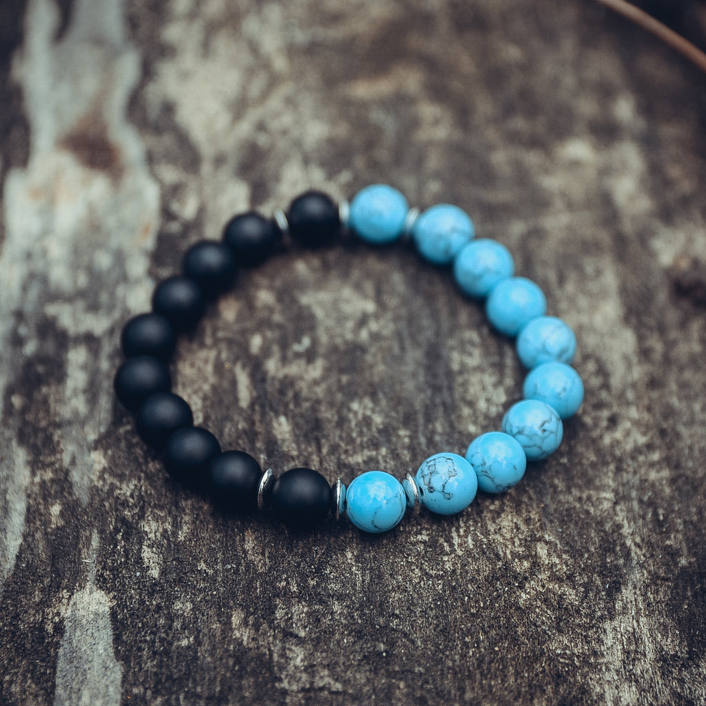 Black Agate and Turquenite Bracelet