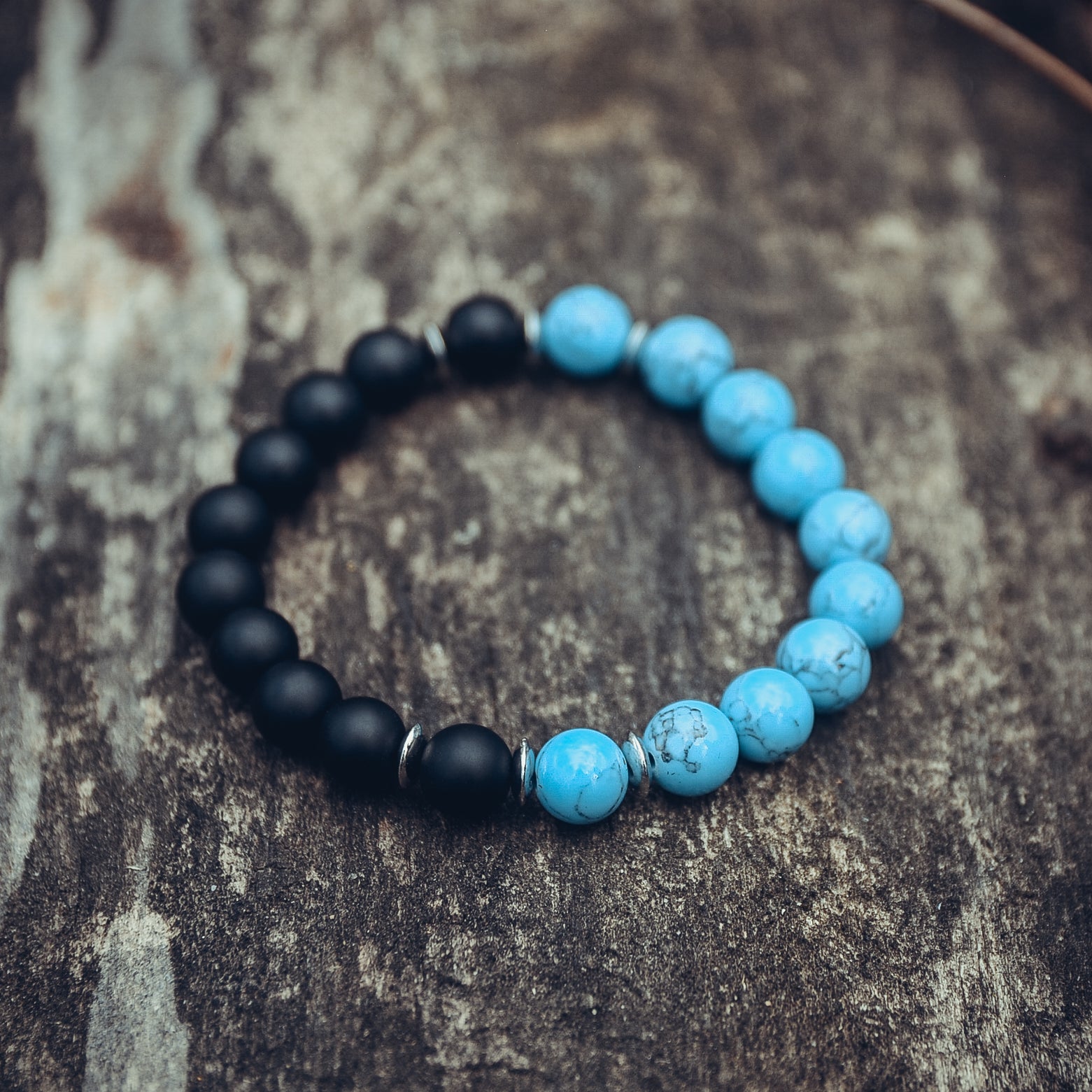 Black Agate and Turquenite Bracelet