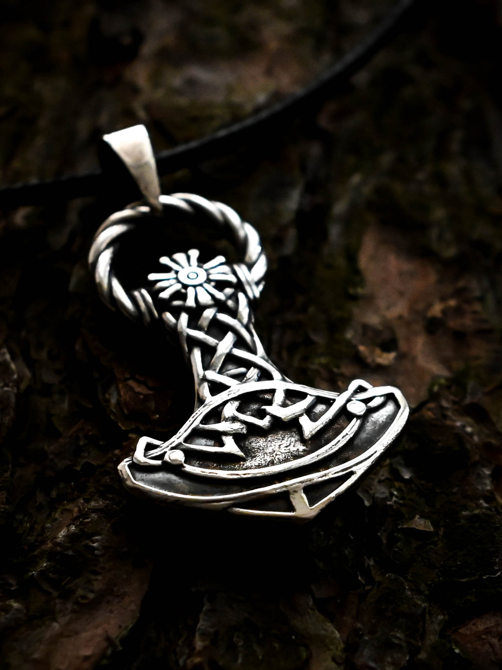 Thor's Hammer with Ring, Sterling Silver 925 — Viking Symbol Pendant