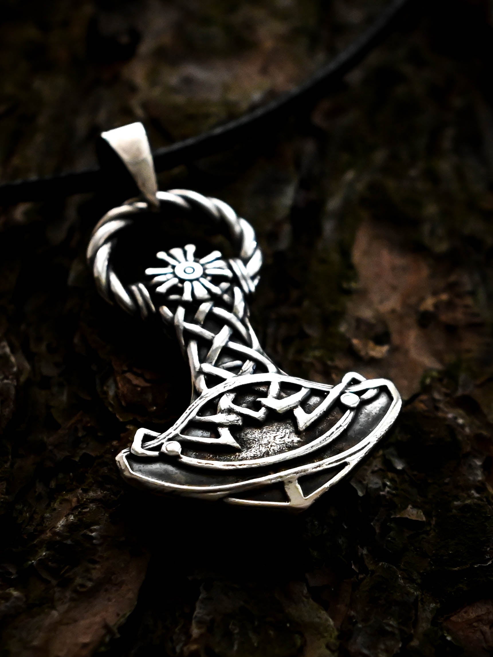 Thor's Hammer with Ring, Sterling Silver 925 — Viking Symbol Pendant
