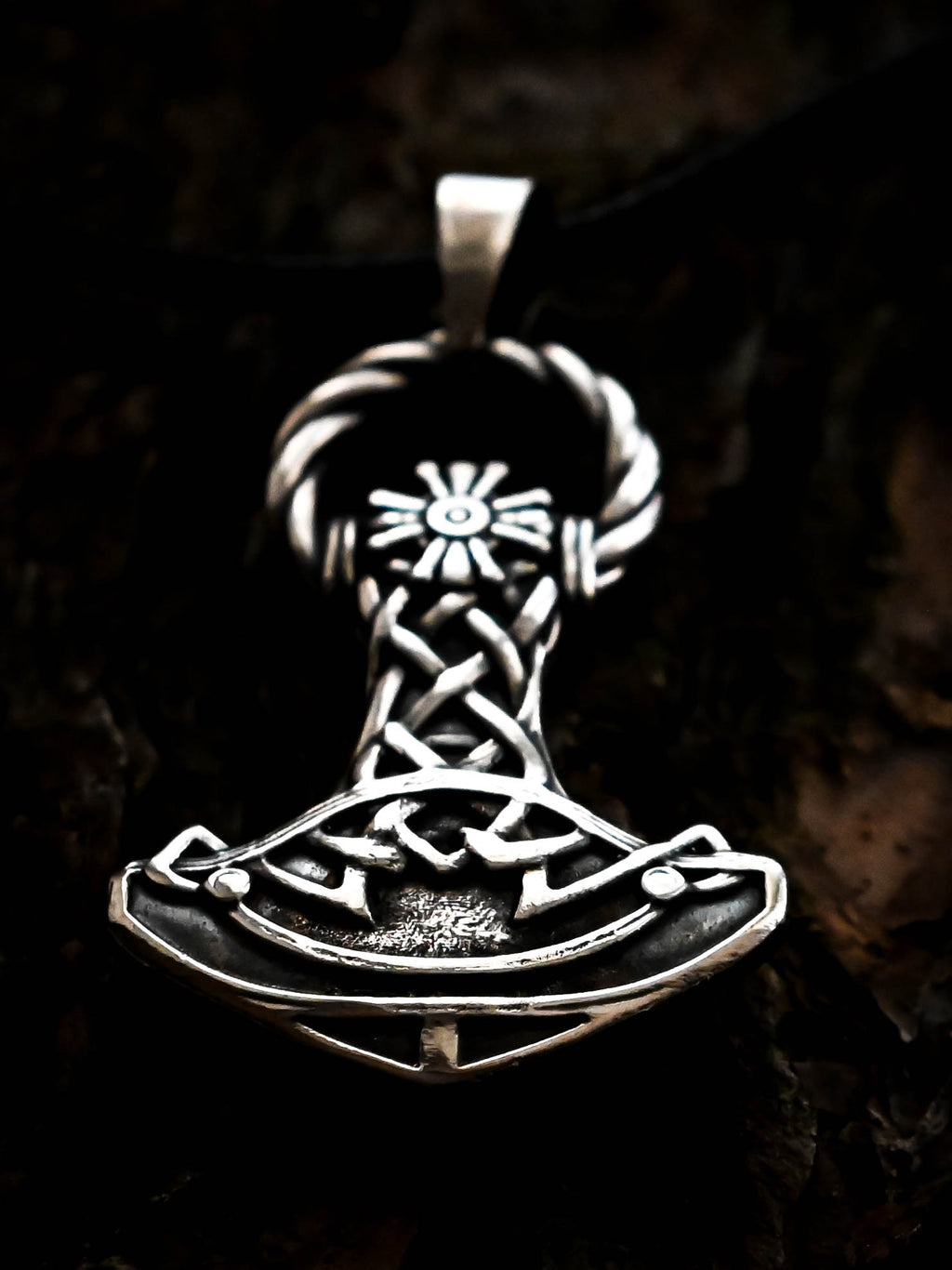 Thor's Hammer with Ring, Sterling Silver 925 — Viking Symbol Pendant