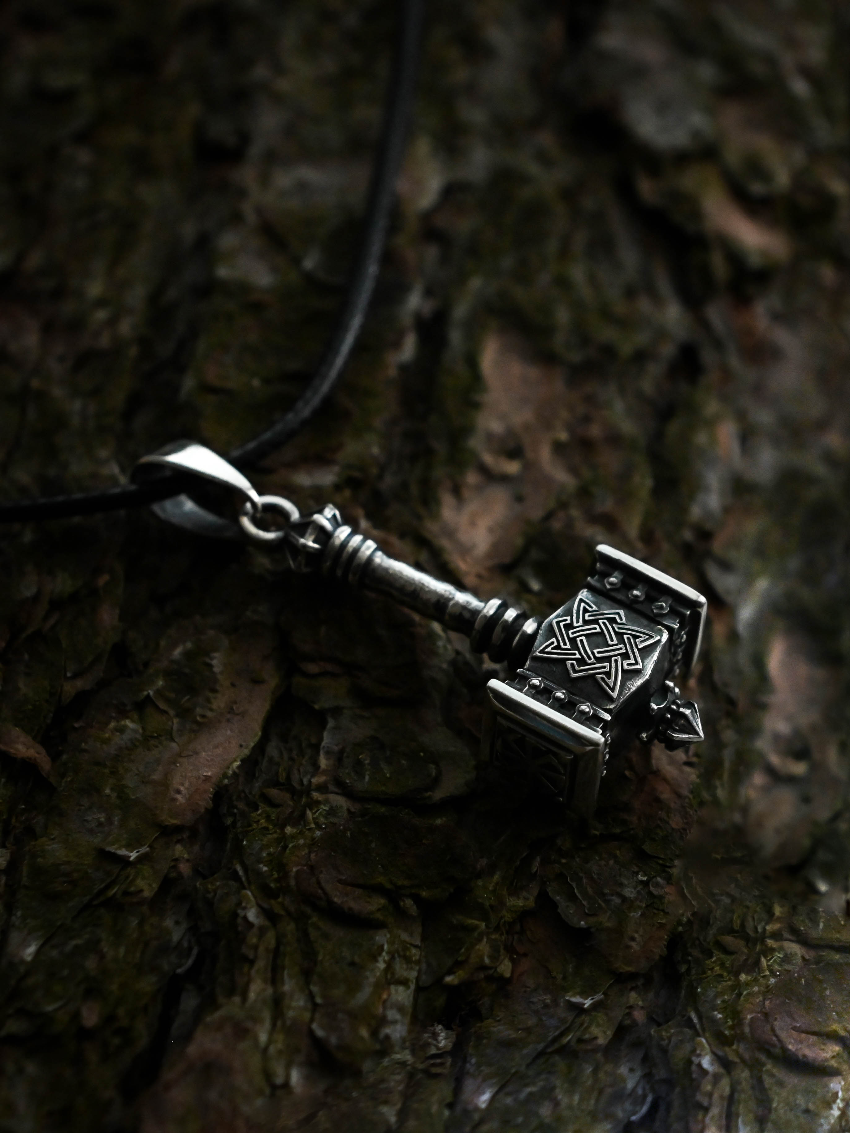 Svarog's Hammer with Star of Rus, Sterling Silver 925 — Slavic Symbol Pendant