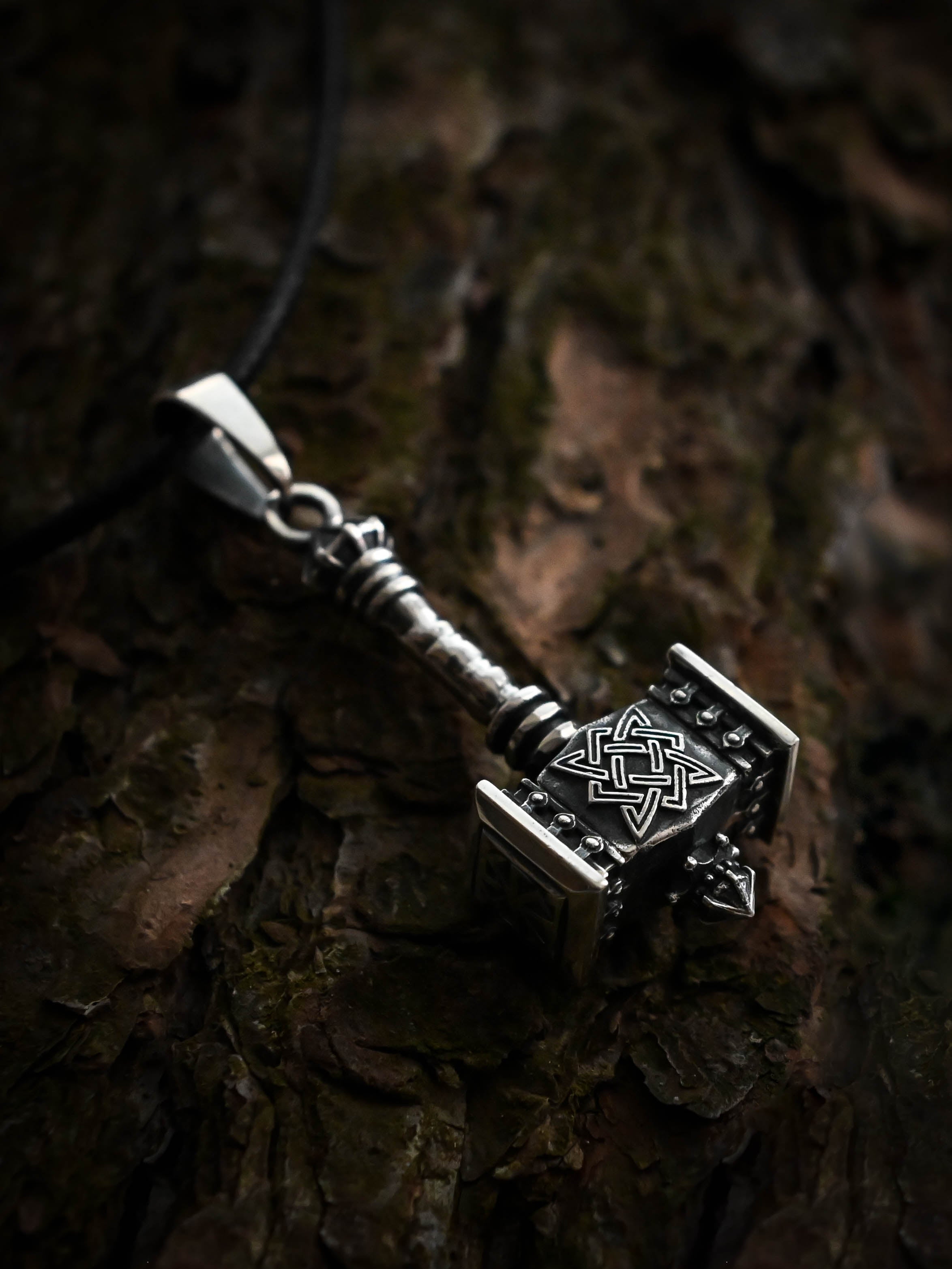 Svarog's Hammer with Star of Rus, Sterling Silver 925 — Slavic Symbol Pendant
