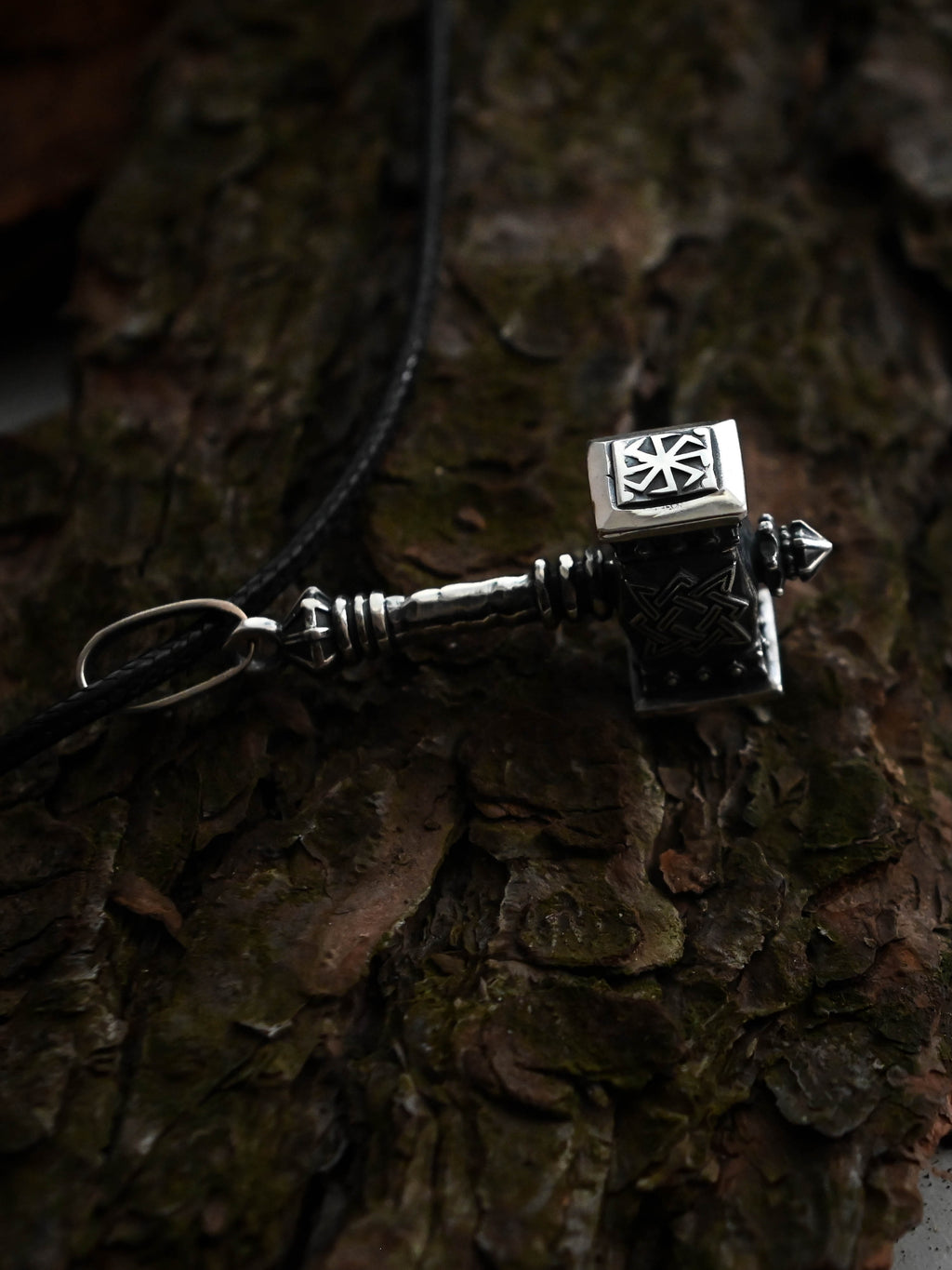 Svarog's Hammer with Star of Rus, Sterling Silver 925 — Slavic Symbol Pendant