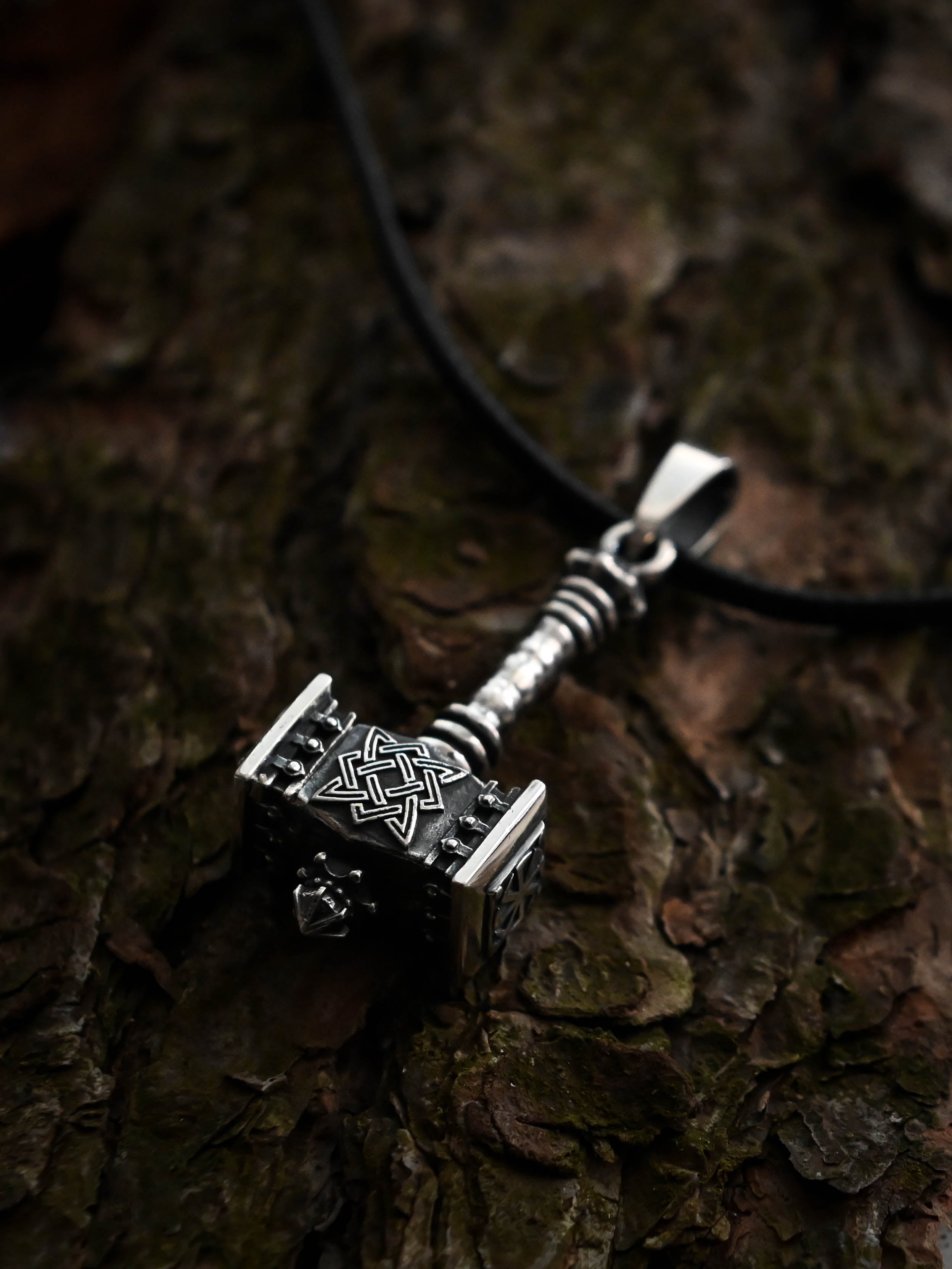 Svarog's Hammer with Star of Rus, Sterling Silver 925 — Slavic Symbol Pendant