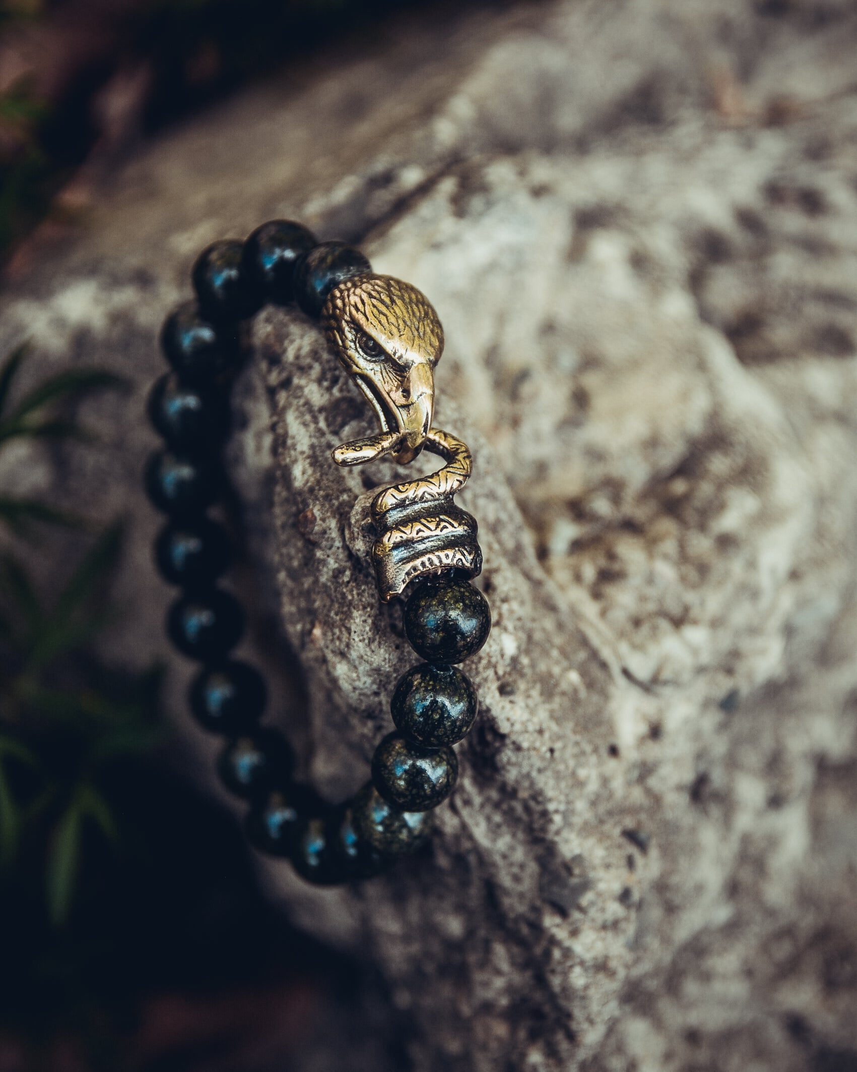 Serpentine Bracelet with Falcon and Snake Clasp
