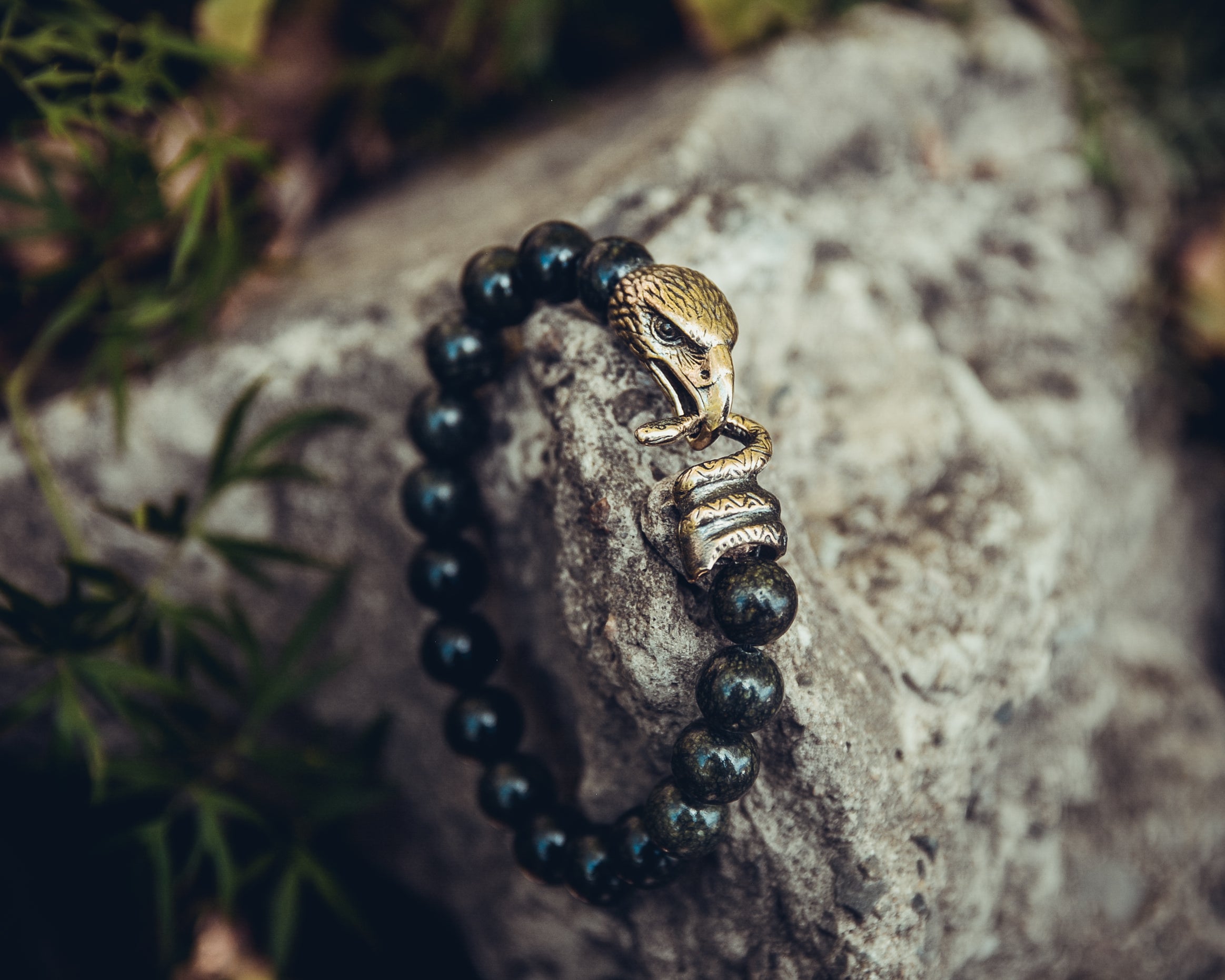 Serpentine Bracelet with Falcon and Snake Clasp