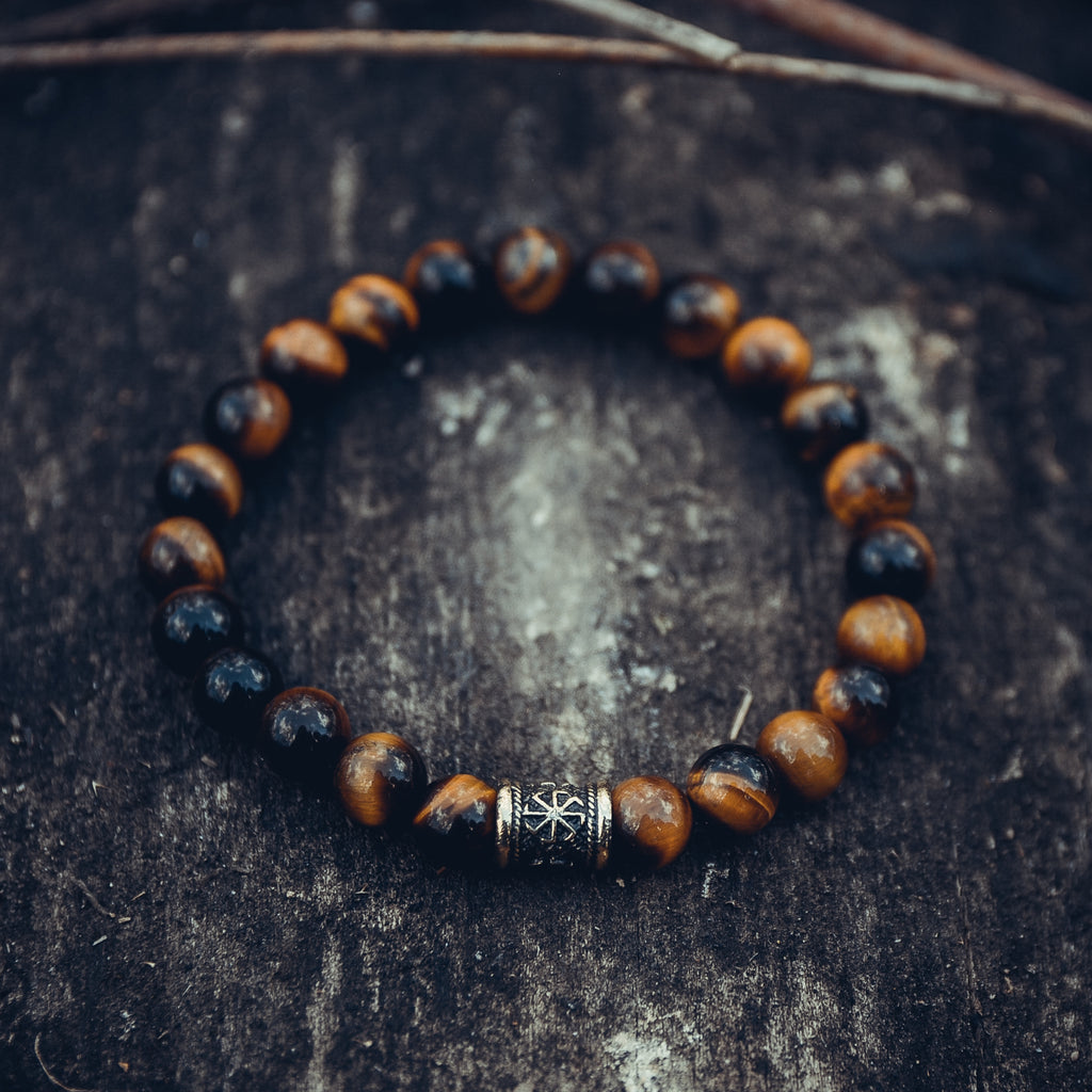Tiger's Eye Bracelet with Small Kolovrat Bead