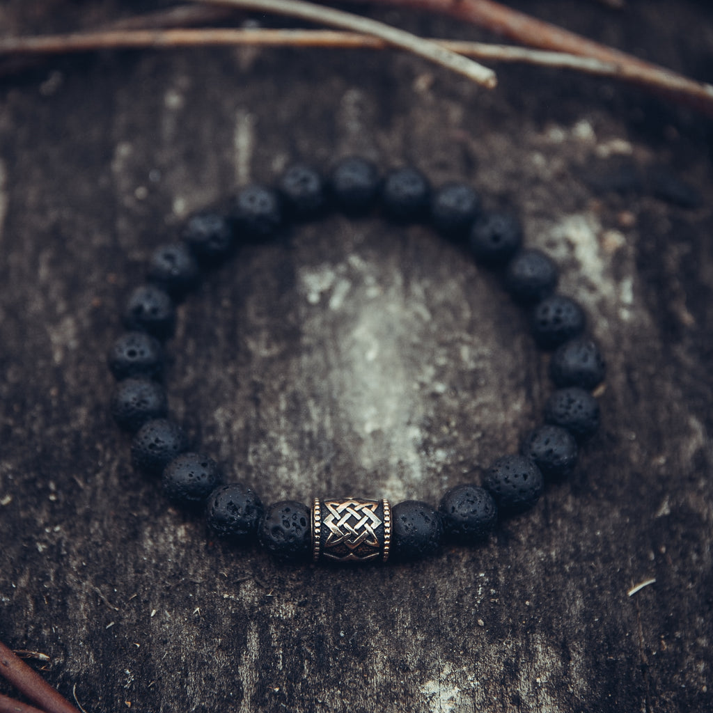 Lava Stone Bracelet with Large Star of Rus Bead