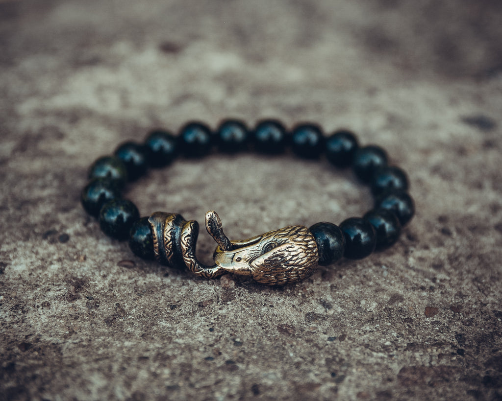 Serpentine Bracelet with Falcon and Snake Clasp