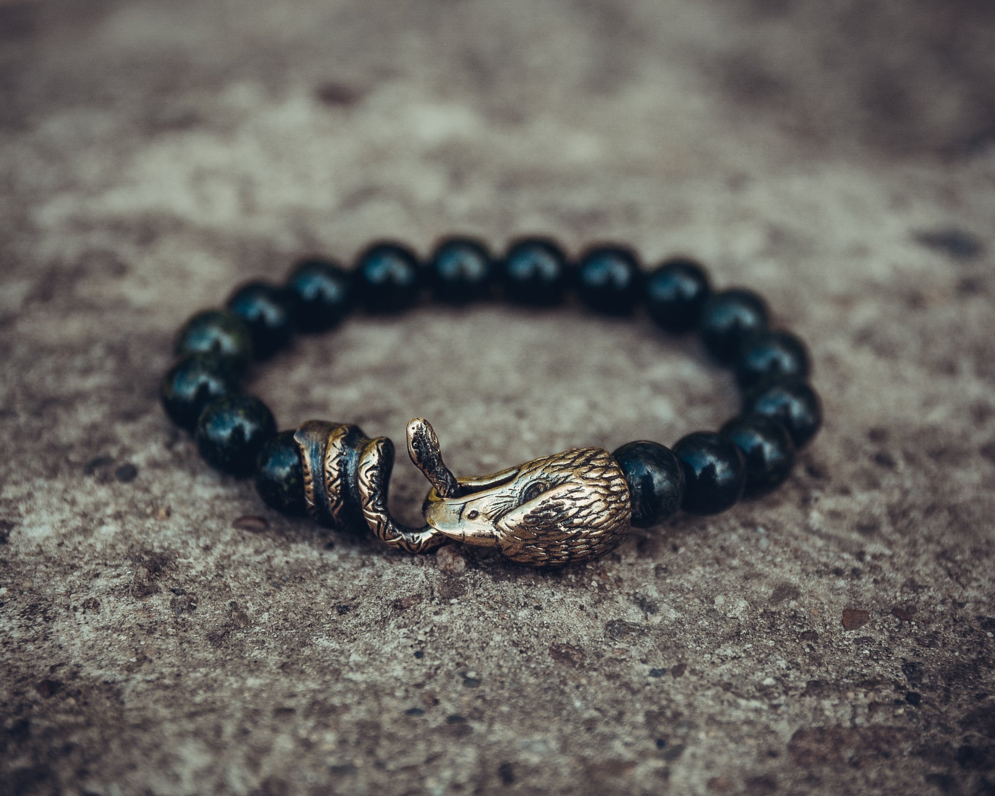 Serpentine Bracelet with Falcon and Snake Clasp