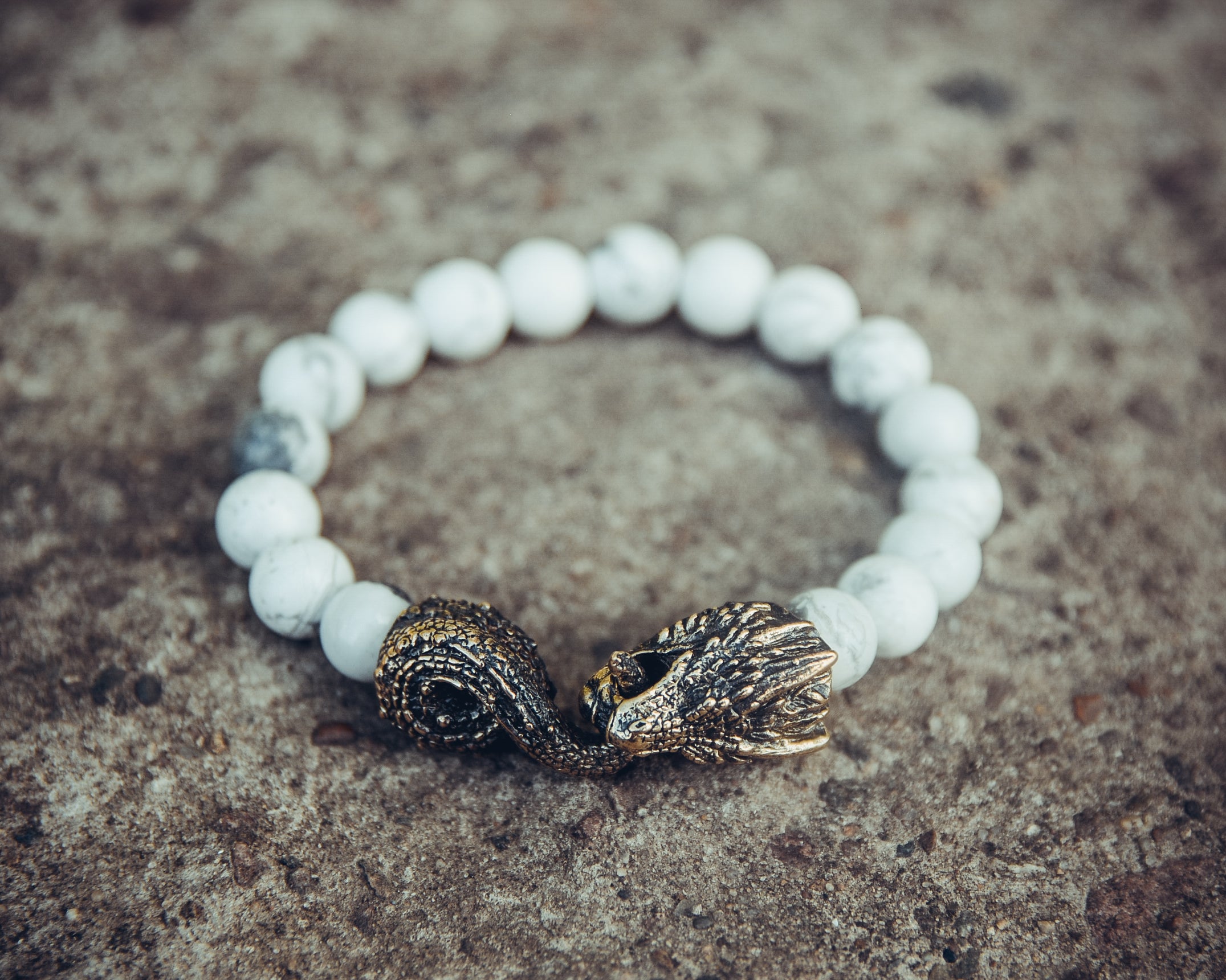 Howlite Bracelet with Jormungandr Clasp