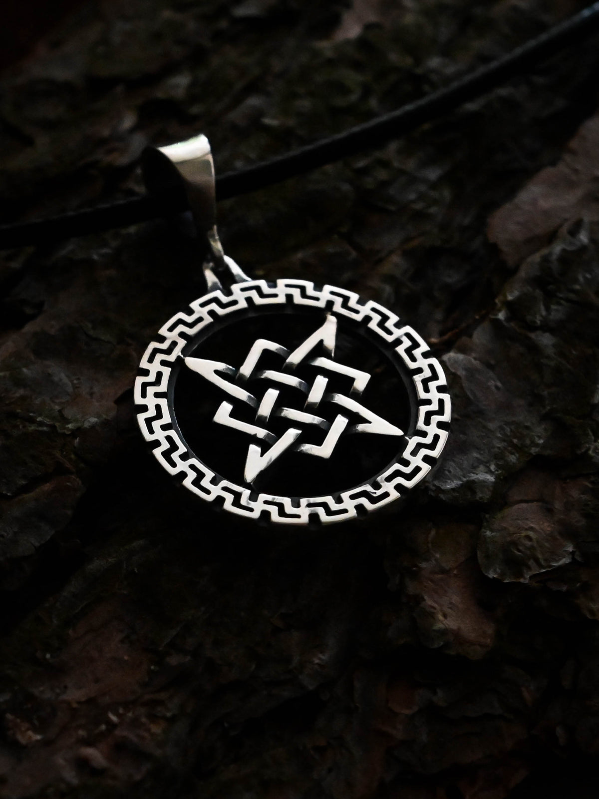 Star of Rus Amulet in a Rim, Sterling Silver 925 — Slavic Symbol Pendant