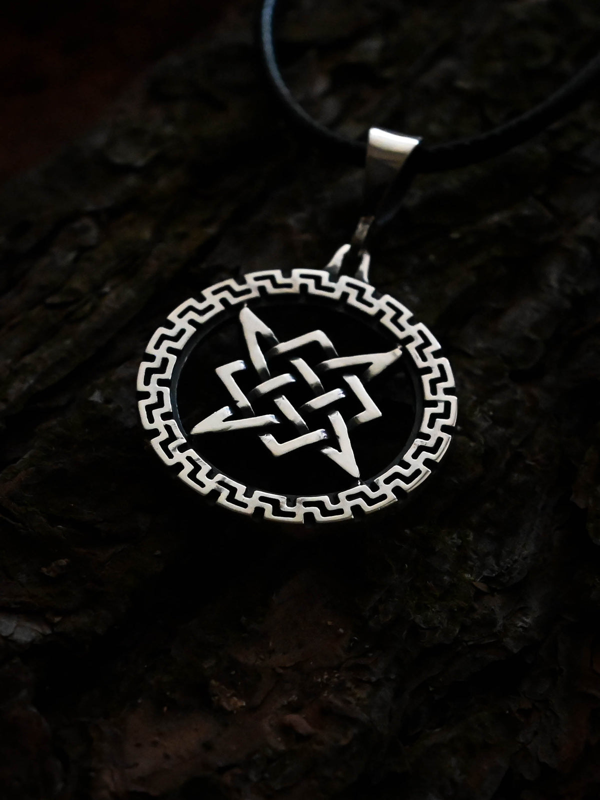 Star of Rus Amulet in a Rim, Sterling Silver 925 — Slavic Symbol Pendant