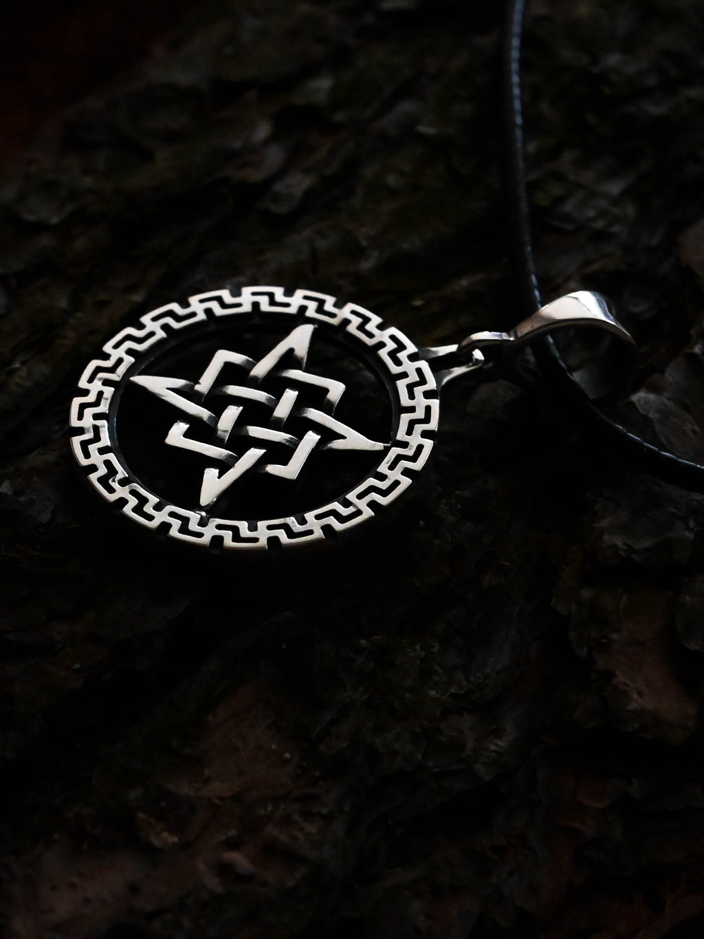 Star of Rus Amulet in a Rim, Sterling Silver 925 — Slavic Symbol Pendant