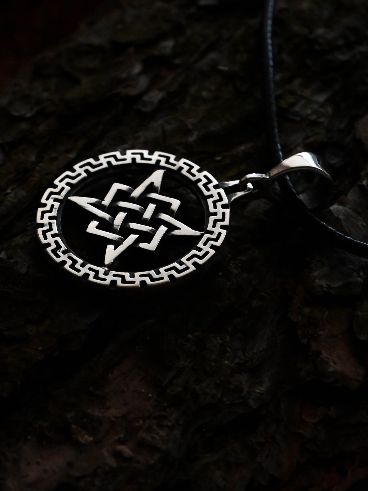 Star of Rus Amulet in a Rim, Sterling Silver 925 — Slavic Symbol Pendant
