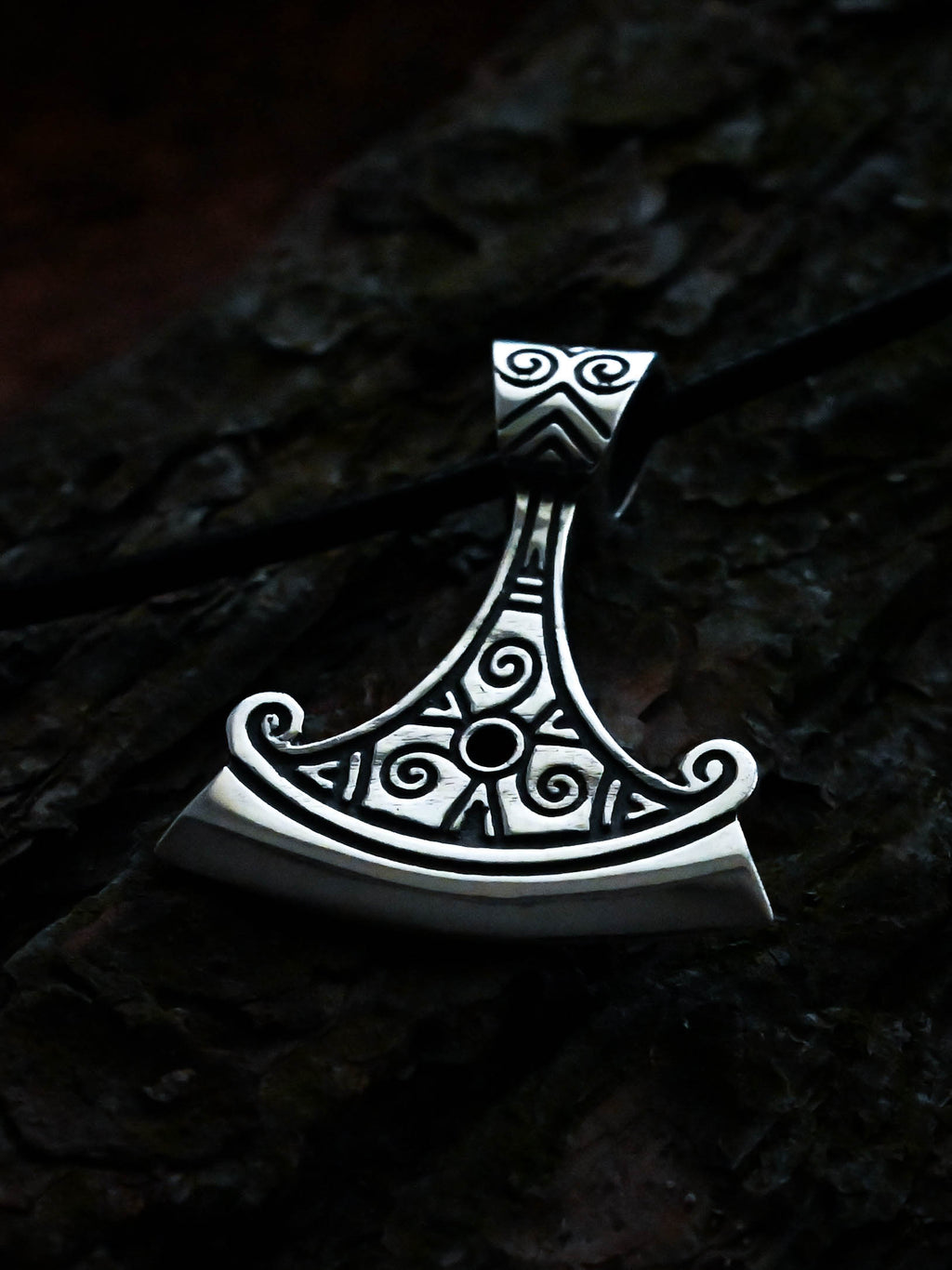 Perun's Axe with Scrollwork, Sterling Silver 925 — Slavic Symbol Pendant