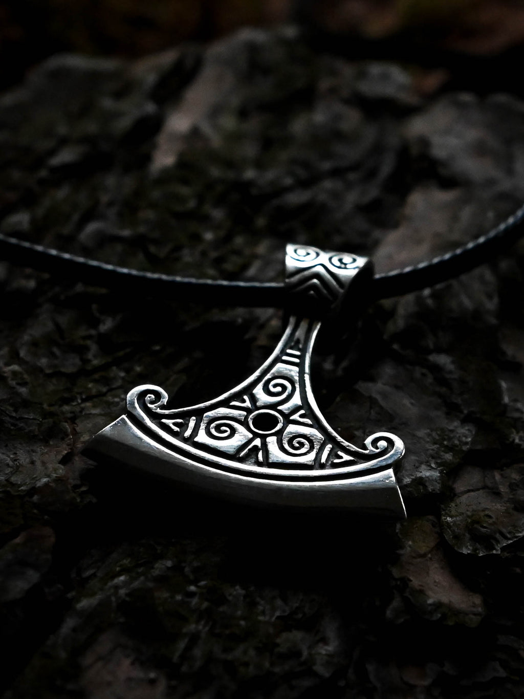Perun's Axe with Scrollwork, Sterling Silver 925 — Slavic Symbol Pendant