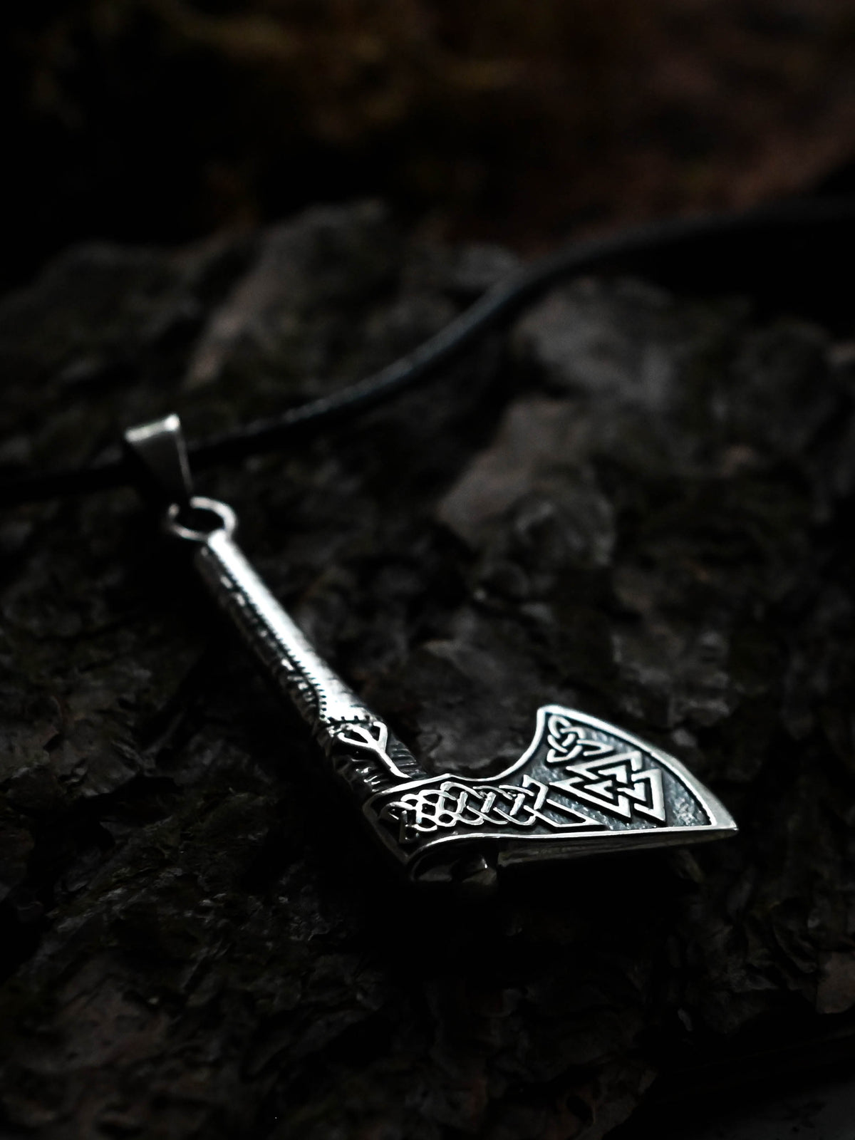 Viking Axe with Valknut Symbol, Sterling Silver 925 — Viking & Norse Symbol Pendant