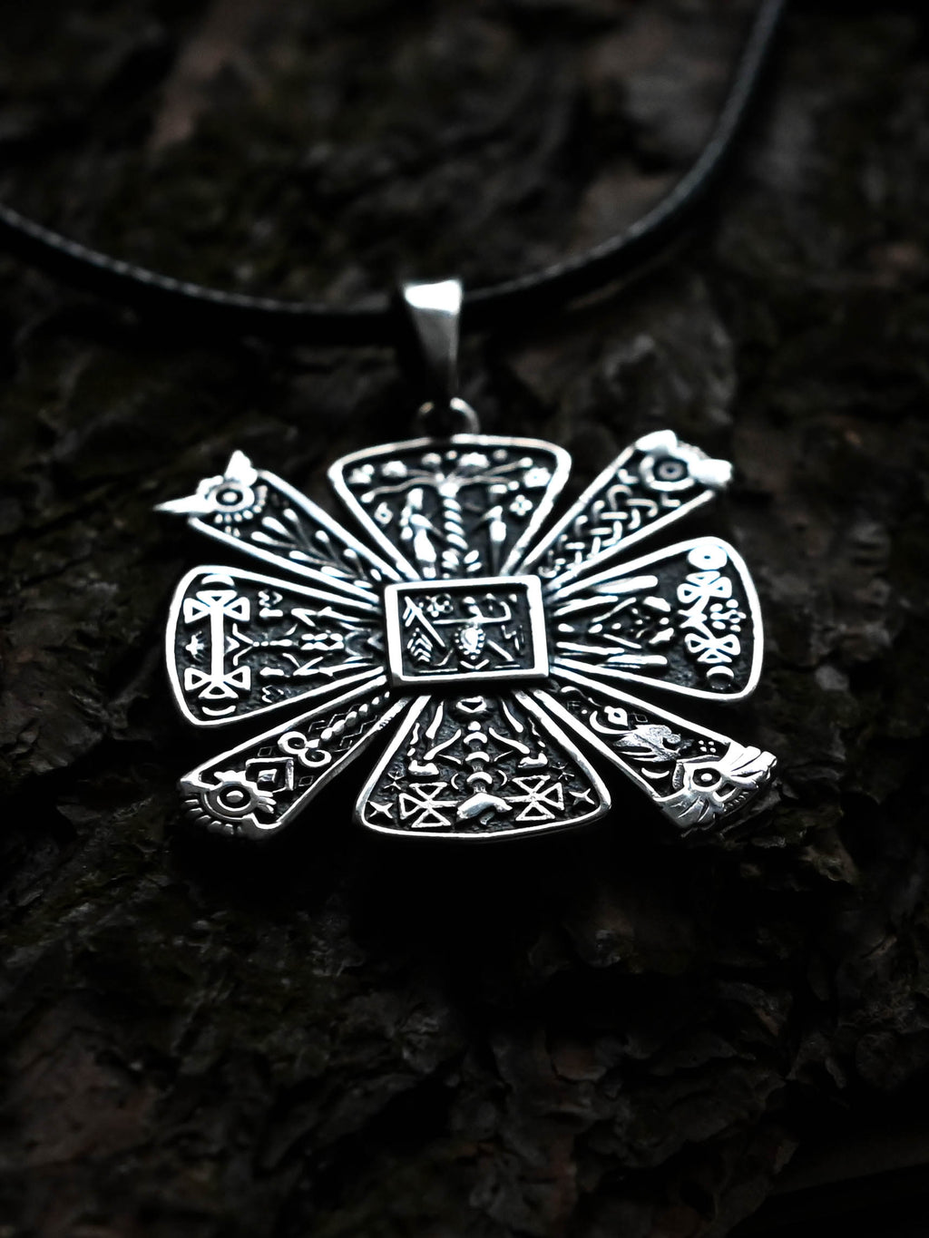 Slavic Kres Amulet in Futhark, Sterling Silver 925 — Slavic & Viking Symbol Pendant