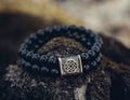 Black Agate Double-Row Bracelet with Star of Rus Bead