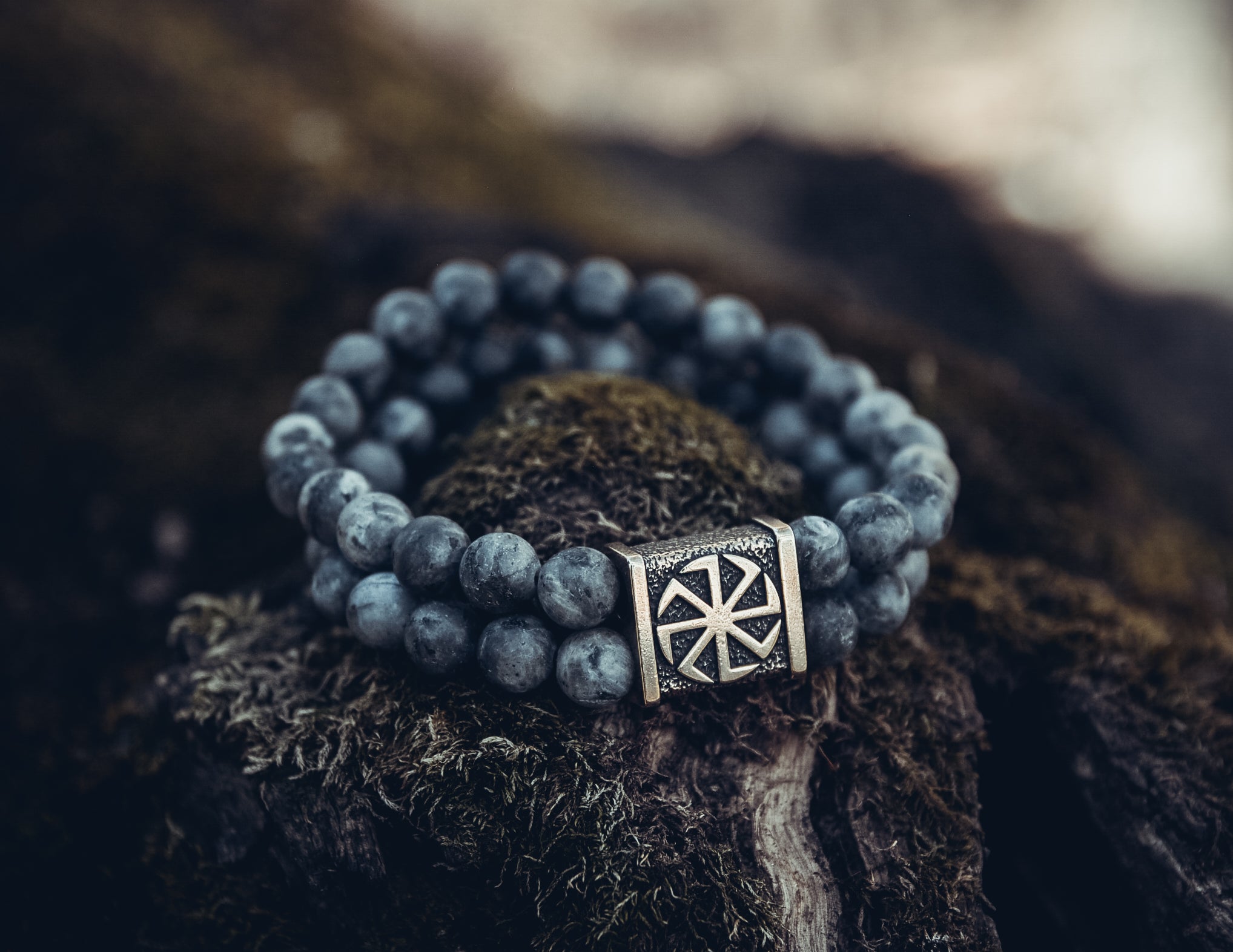 Labradorite Double-Row Bracelet with Kolovrat Bead