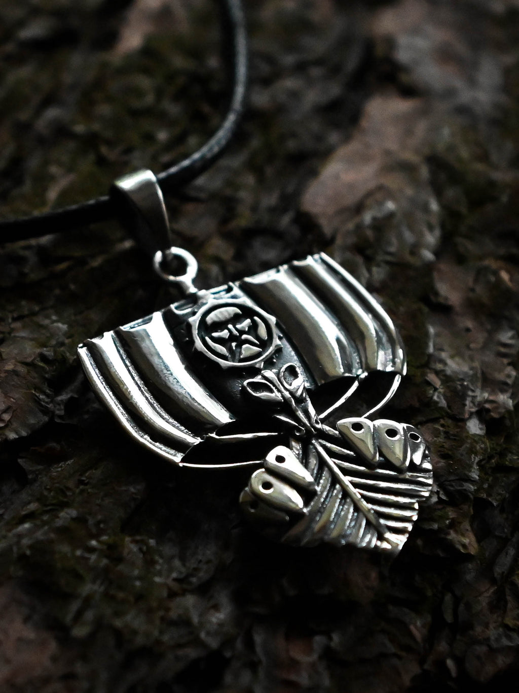 Viking Longship (Drakkar) Amulet, Sterling Silver 925 — Viking Symbol Pendant