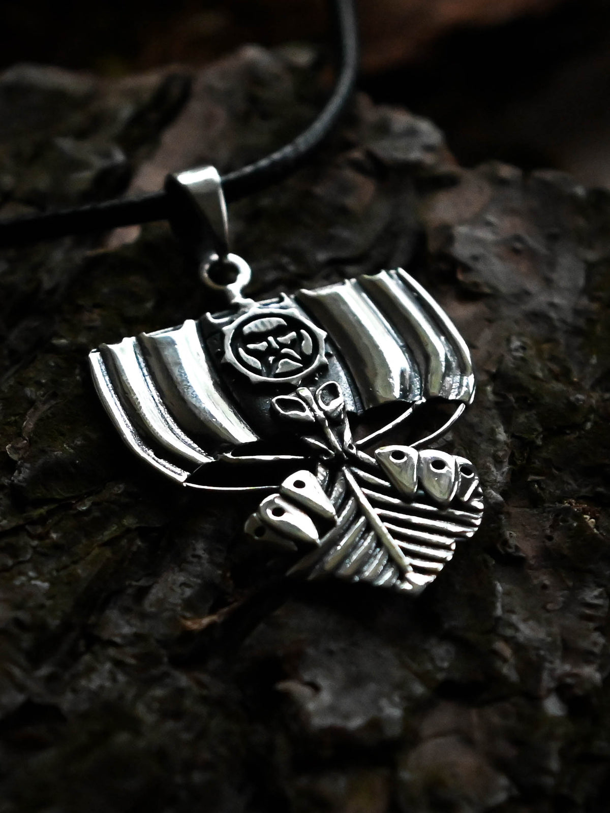 Viking Longship (Drakkar) Amulet, Sterling Silver 925 — Viking Symbol Pendant