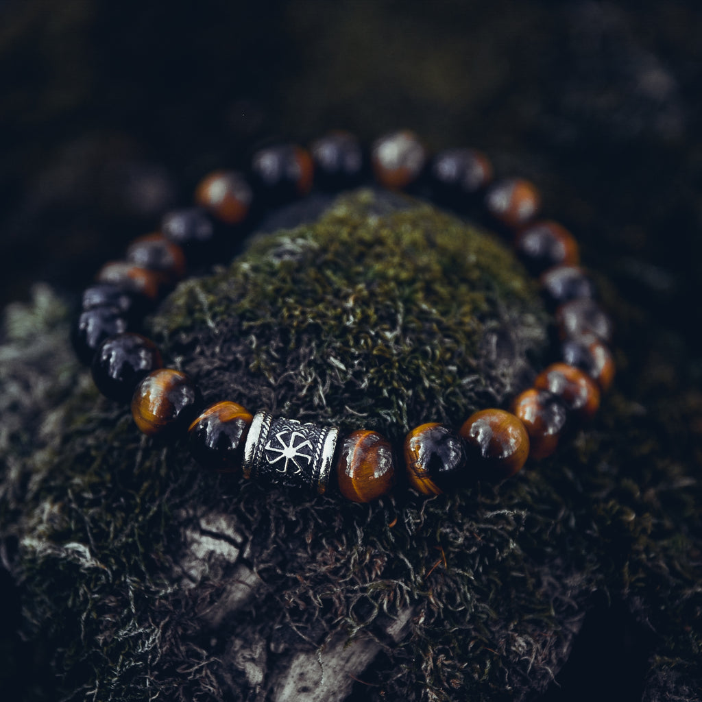 Tiger's Eye Bracelet with Small Kolovrat Bead
